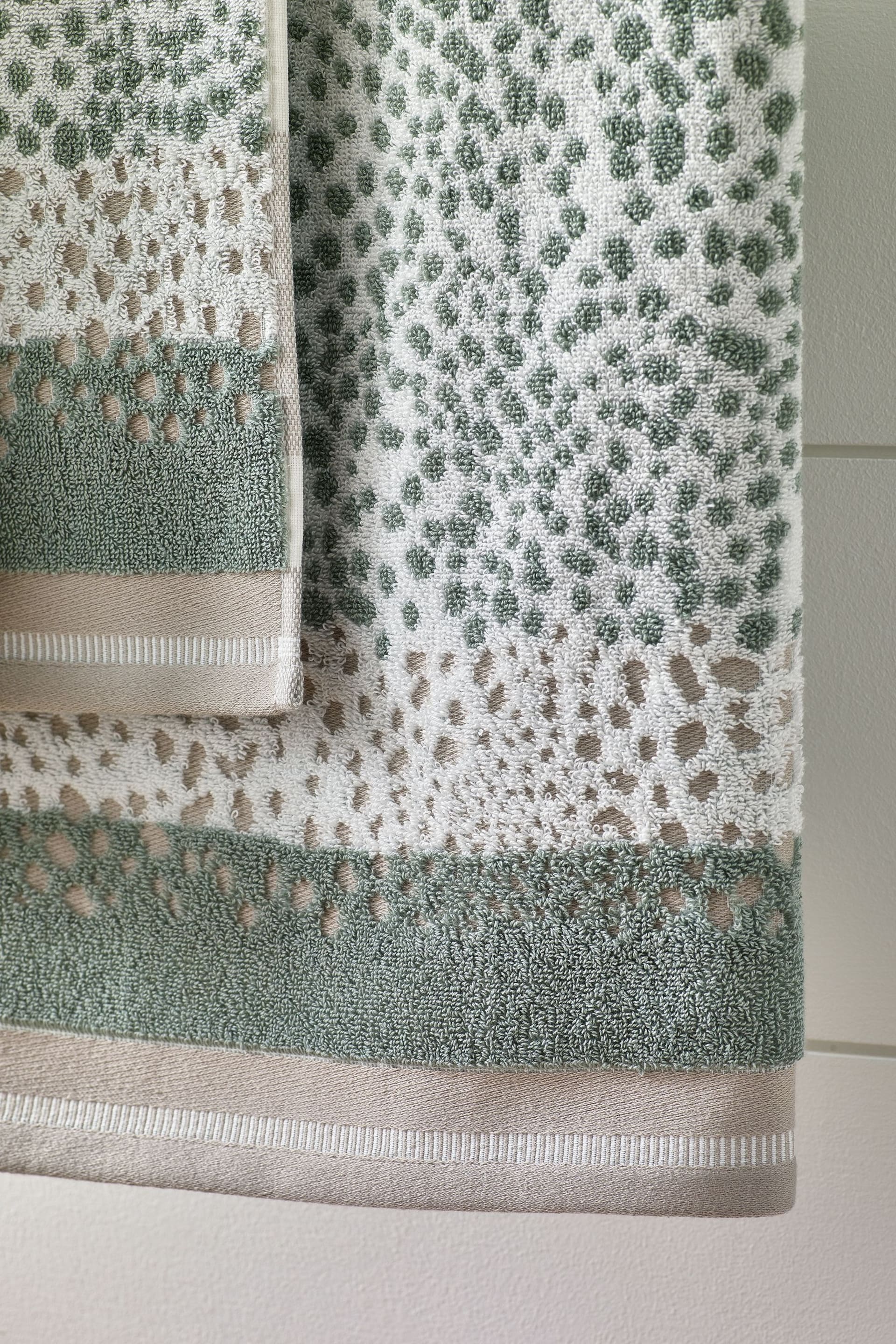 Sage Green Set of 2 Hand Polka Dot Towels - Image 5 of 5
