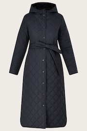 Monsoon Grey Quinn Quilted Hooded Longline Coat in Recycled Polyester - Image 4 of 4