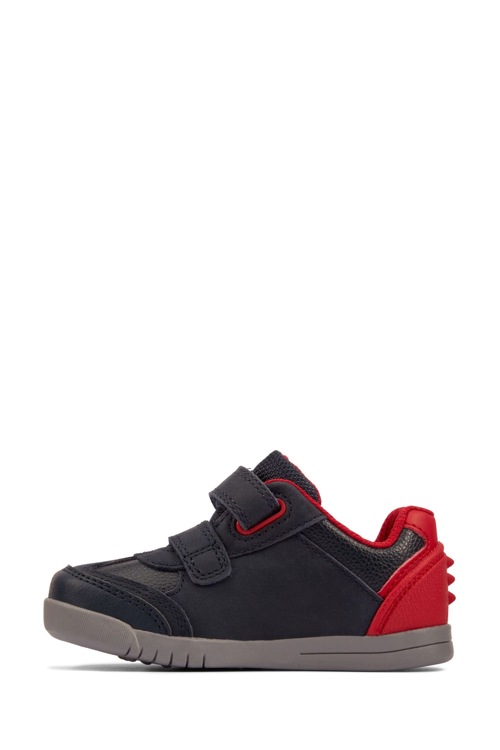 Clarks Navy Blue/Red Multi Fit Leather Dinosaur Trainers - Image 2 of 7