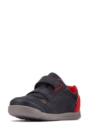 Clarks Navy Blue/Red Multi Fit Leather Dinosaur Trainers - Image 4 of 7