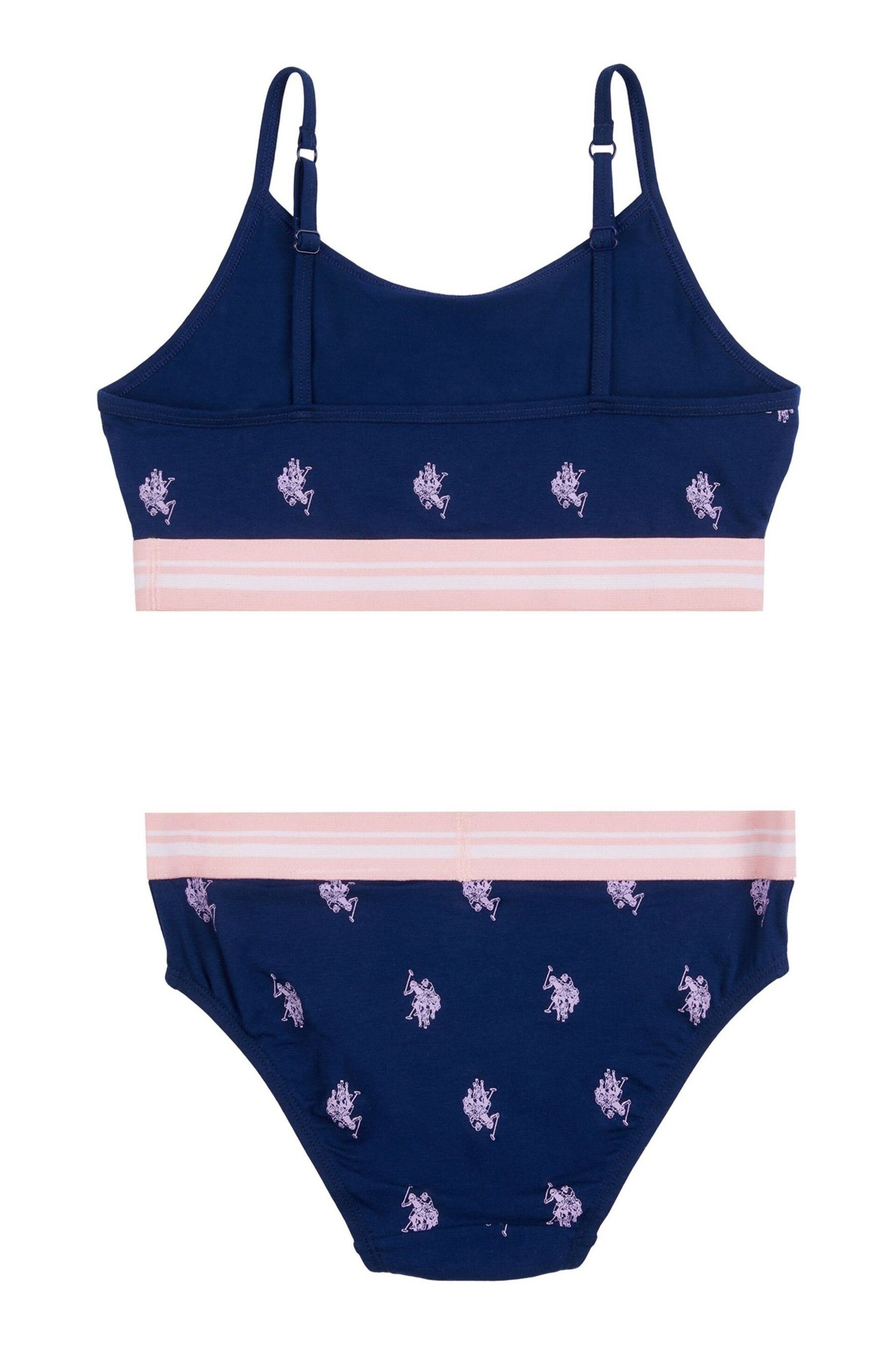 U.S. Polo Assn. Blue Bralette & Brief Underwear Set - Image 2 of 3