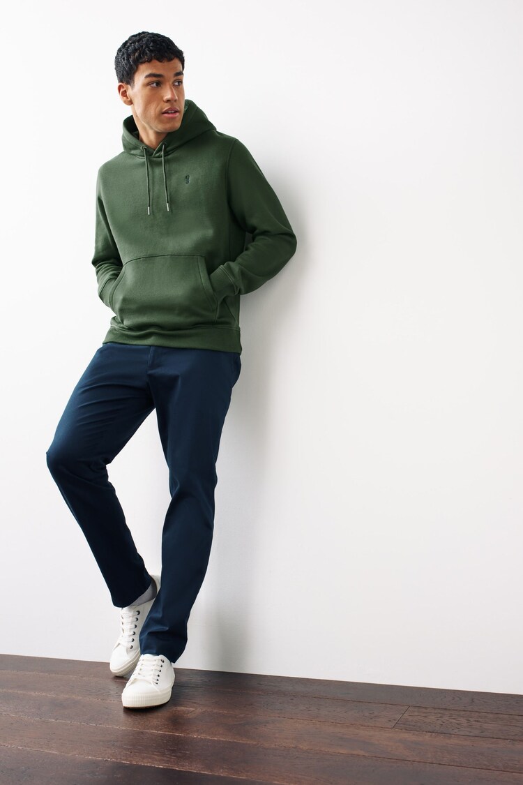 Khaki Green Regular Fit Jersey Cotton Rich Overhead Hoodie - Image 3 of 6