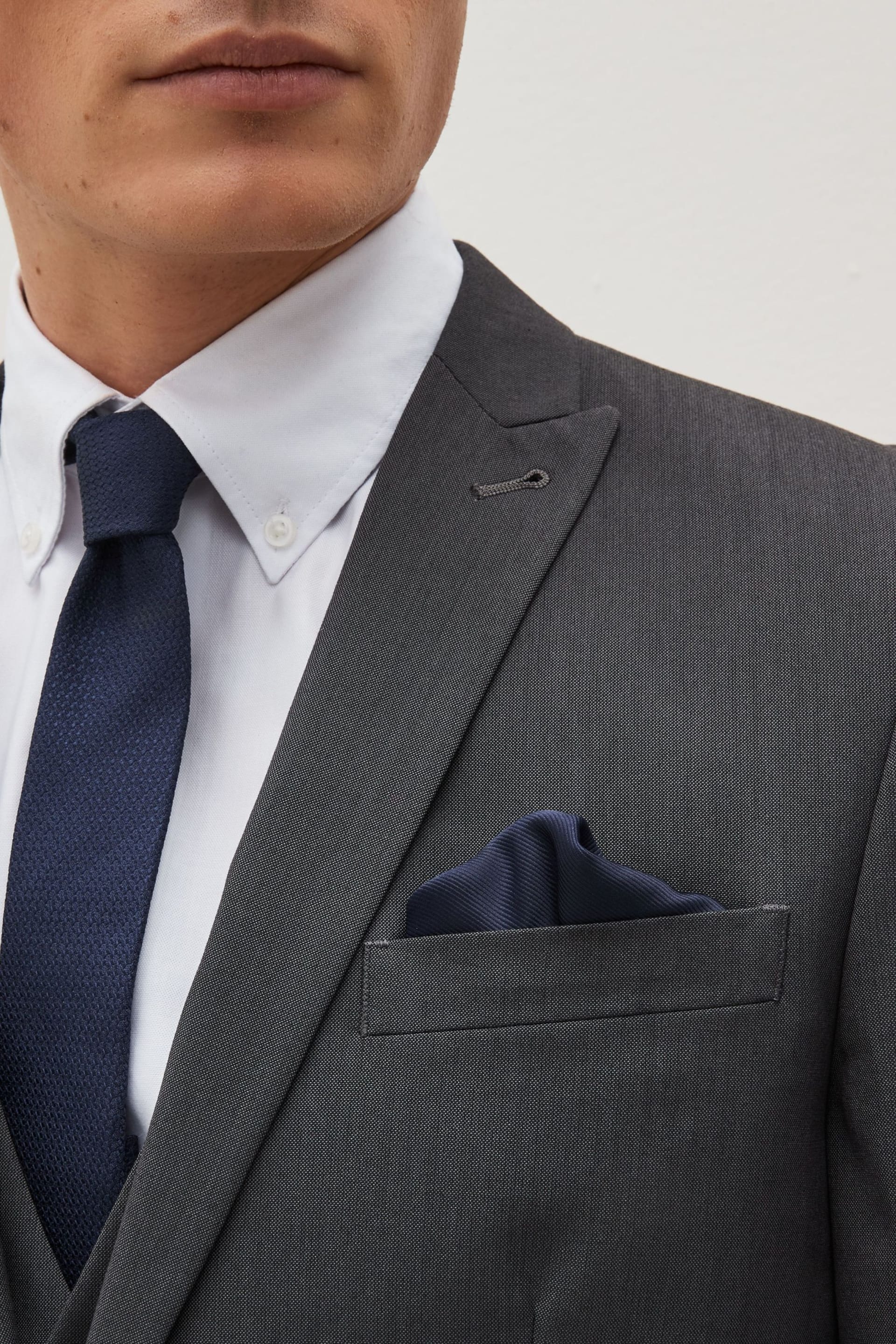 Navy Blue Recycled Polyester Twill Pocket Square - Image 1 of 3