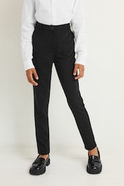 Longer Length Black Senior High Waist Stretch School Trousers (9-18yrs) - Image 3 of 7