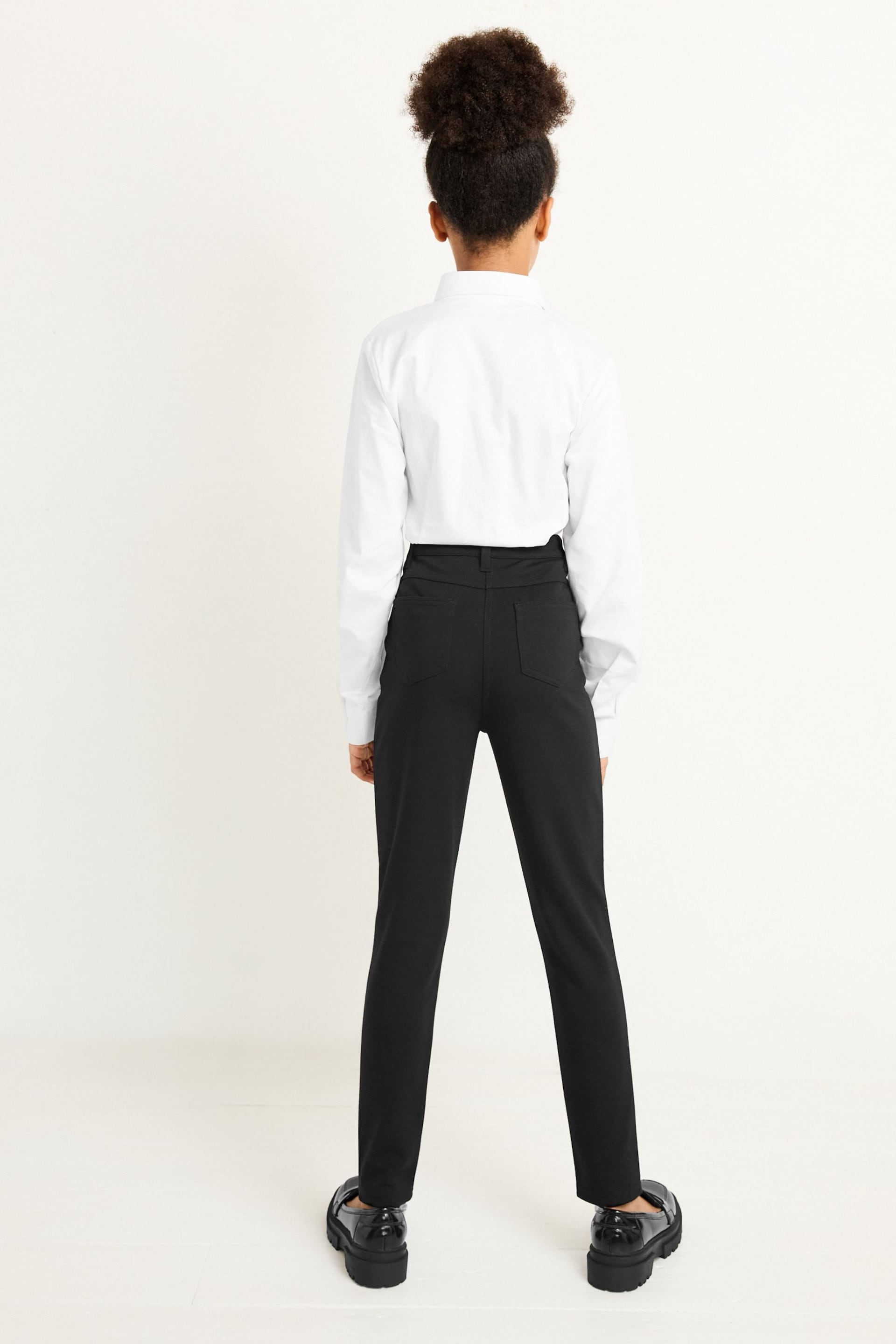 Longer Length Black Senior High Waist Stretch School Trousers (9-18yrs) - Image 4 of 7