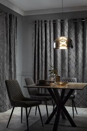 Grey Diamond Pleated Blackout Eyelet Curtains - Image 3 of 7