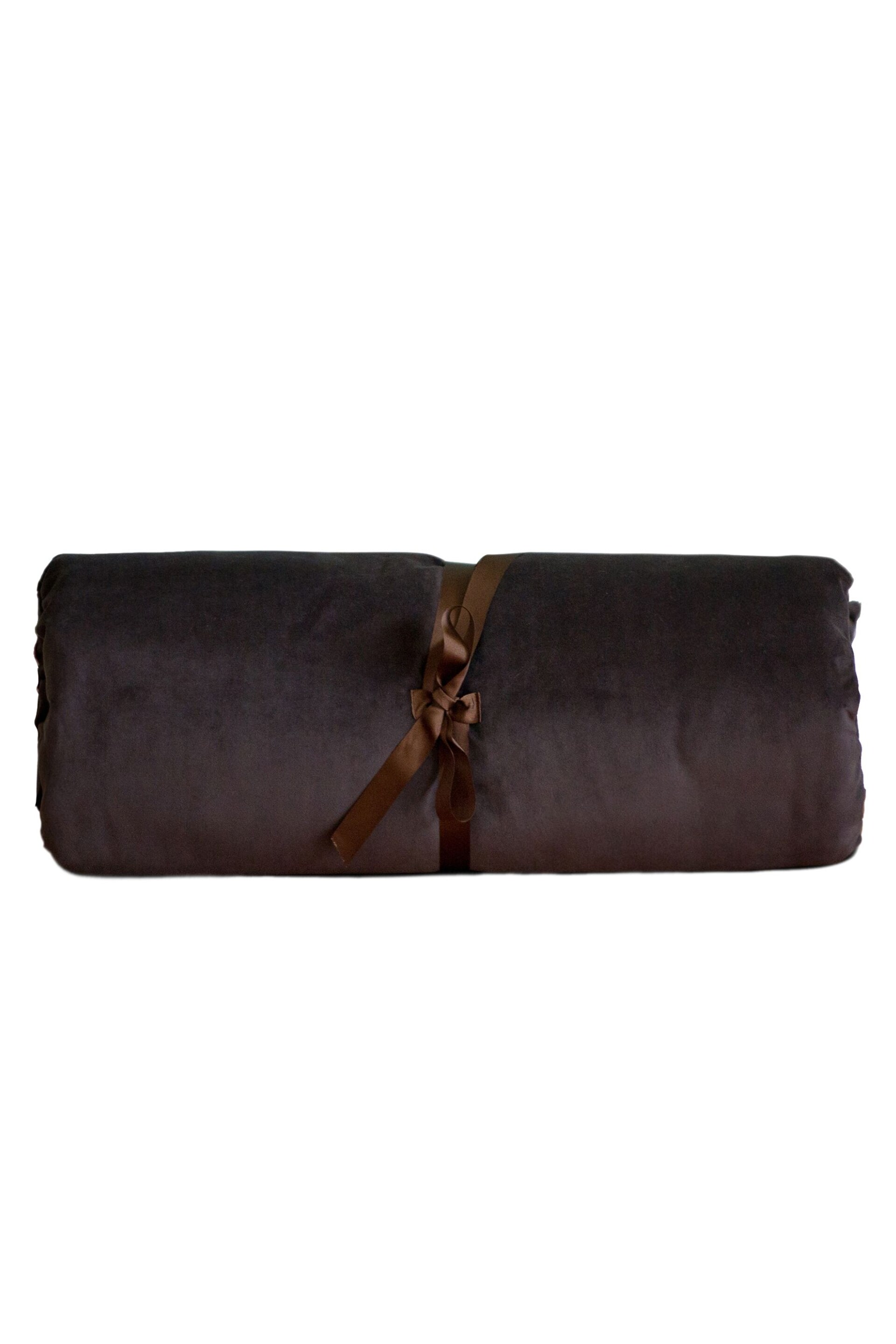Lounging Hound Brown Travel Bed Roll in Mole Plush Velvet - Image 3 of 4
