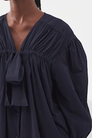 Navy Blue Tie Front Blouse - Image 5 of 6