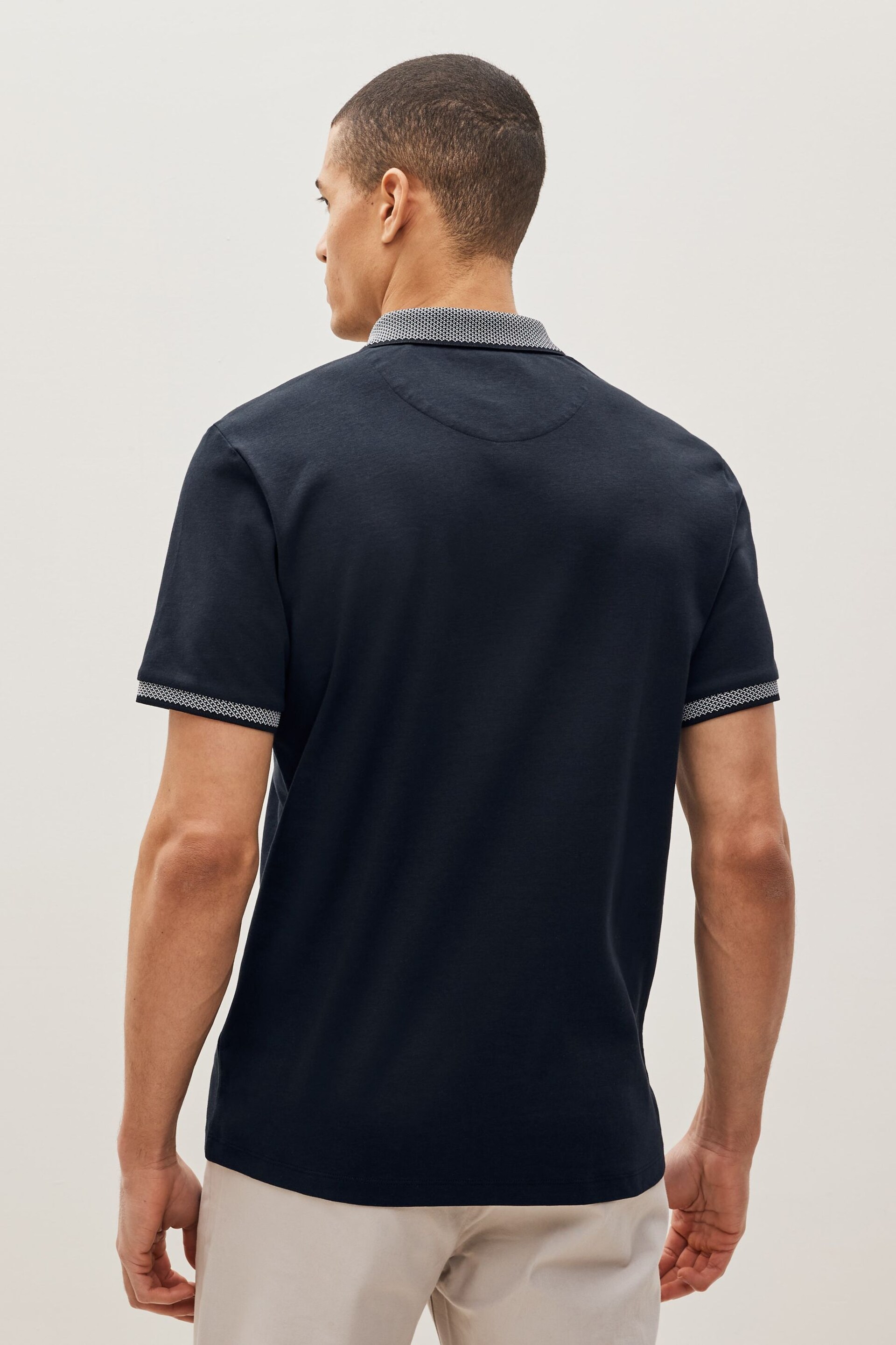 Navy Blue Smart Collar Polo Shirt - Image 3 of 5