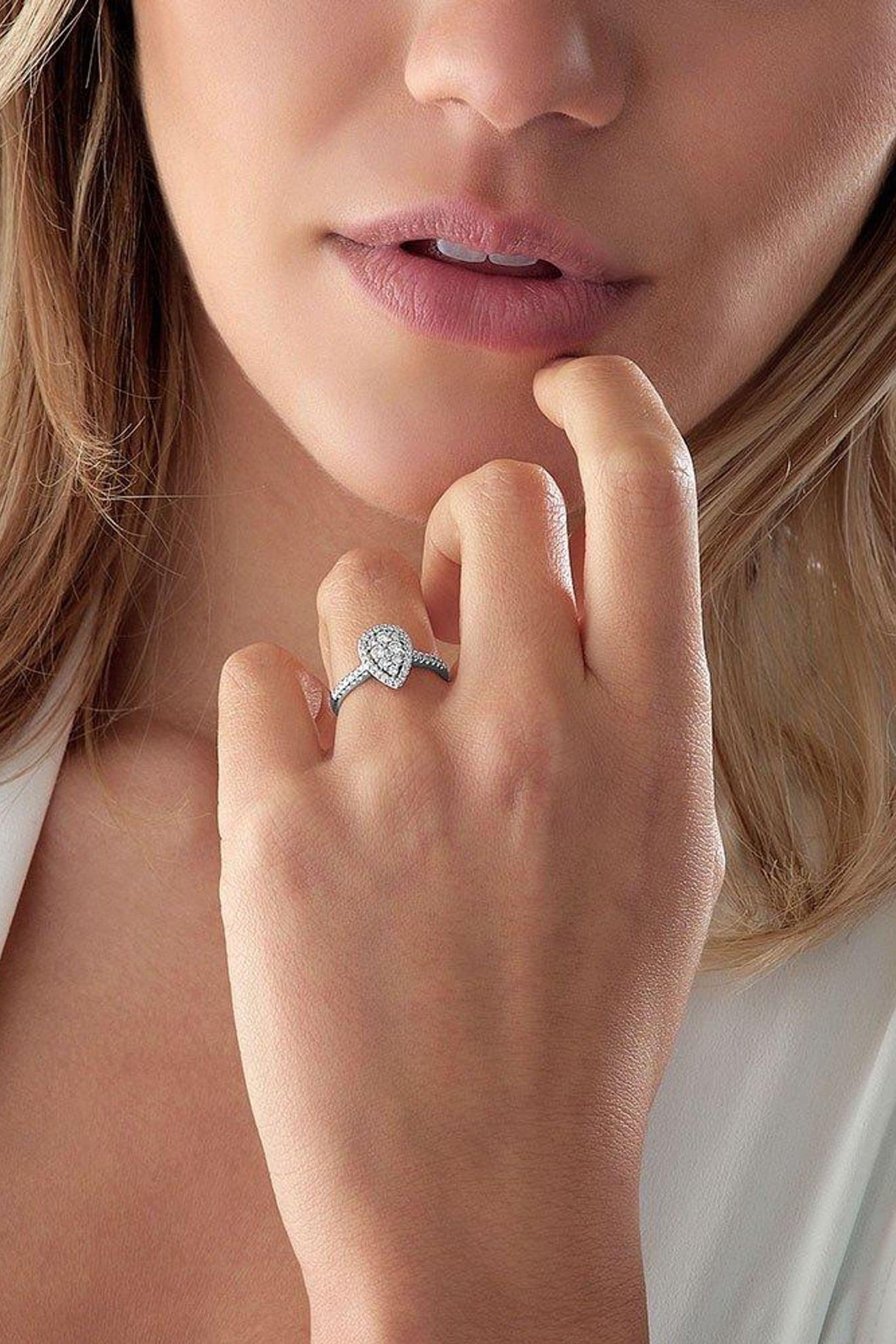 Buy Beaverbrooks 9ct White Gold Diamond Pear Shaped Cluster Halo Ring from the Next UK online shop