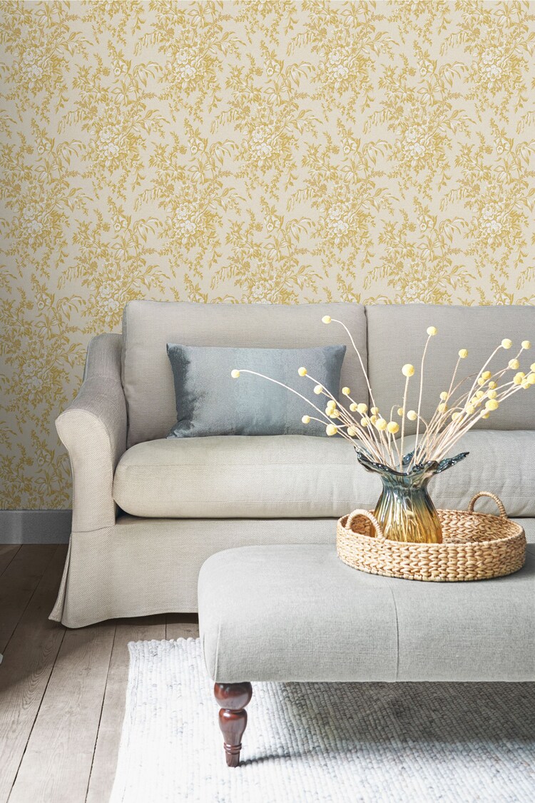 Laura Ashley Gold Picardie 10M Wallpaper - Image 1 of 4