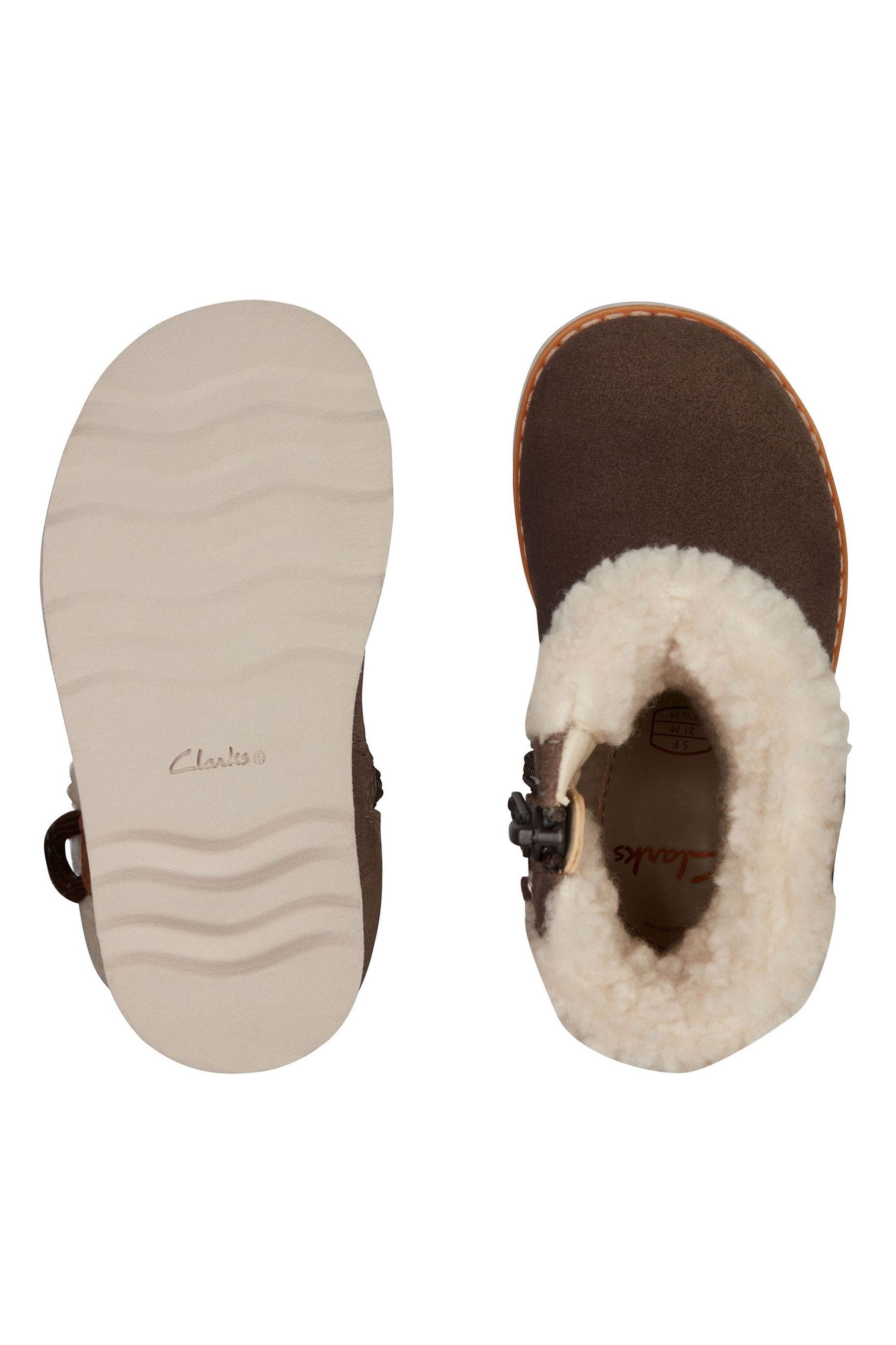 Buy Clarks Brown Multi Fit Suede Sheepskin Trimmed Zip Fastening Wide Fit Boots from Next Luxembourg