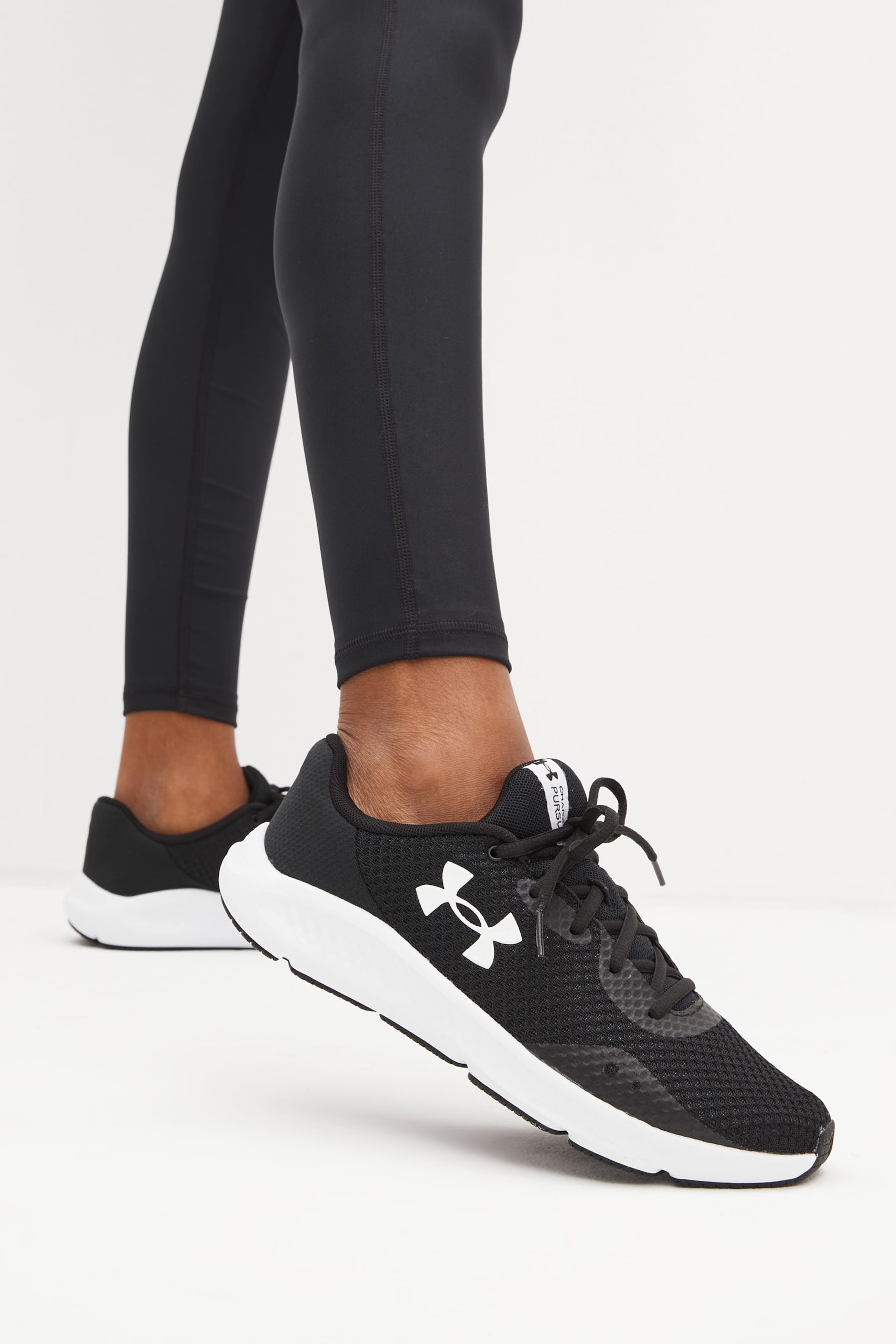 Under Armour Black/White Charged Pursuit 3 Trainers - Image 2 of 8