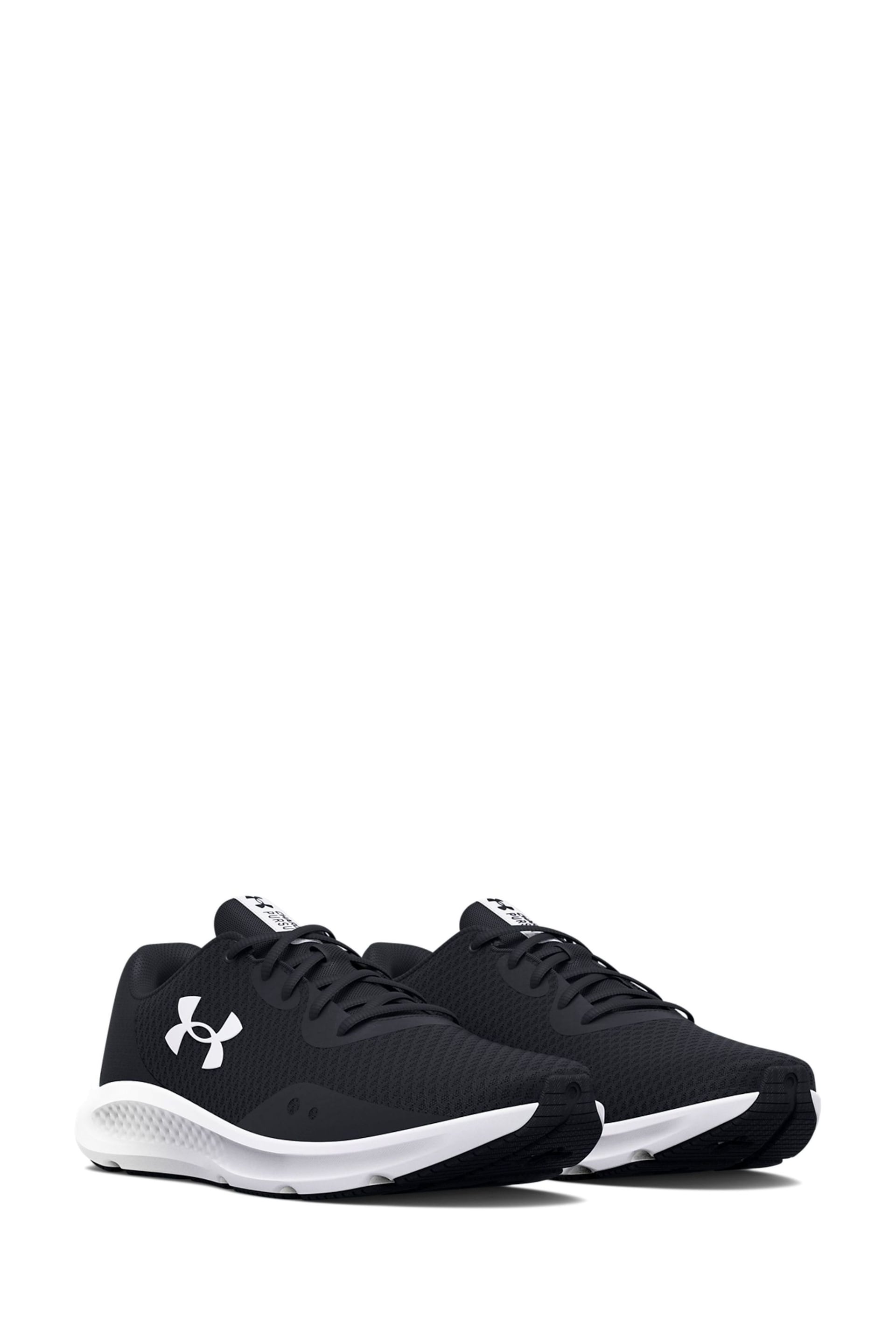 Under Armour Black/White Charged Pursuit 3 Trainers - Image 6 of 8