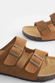 Tan Brown Leather Two Buckle Sandals - Image 5 of 7