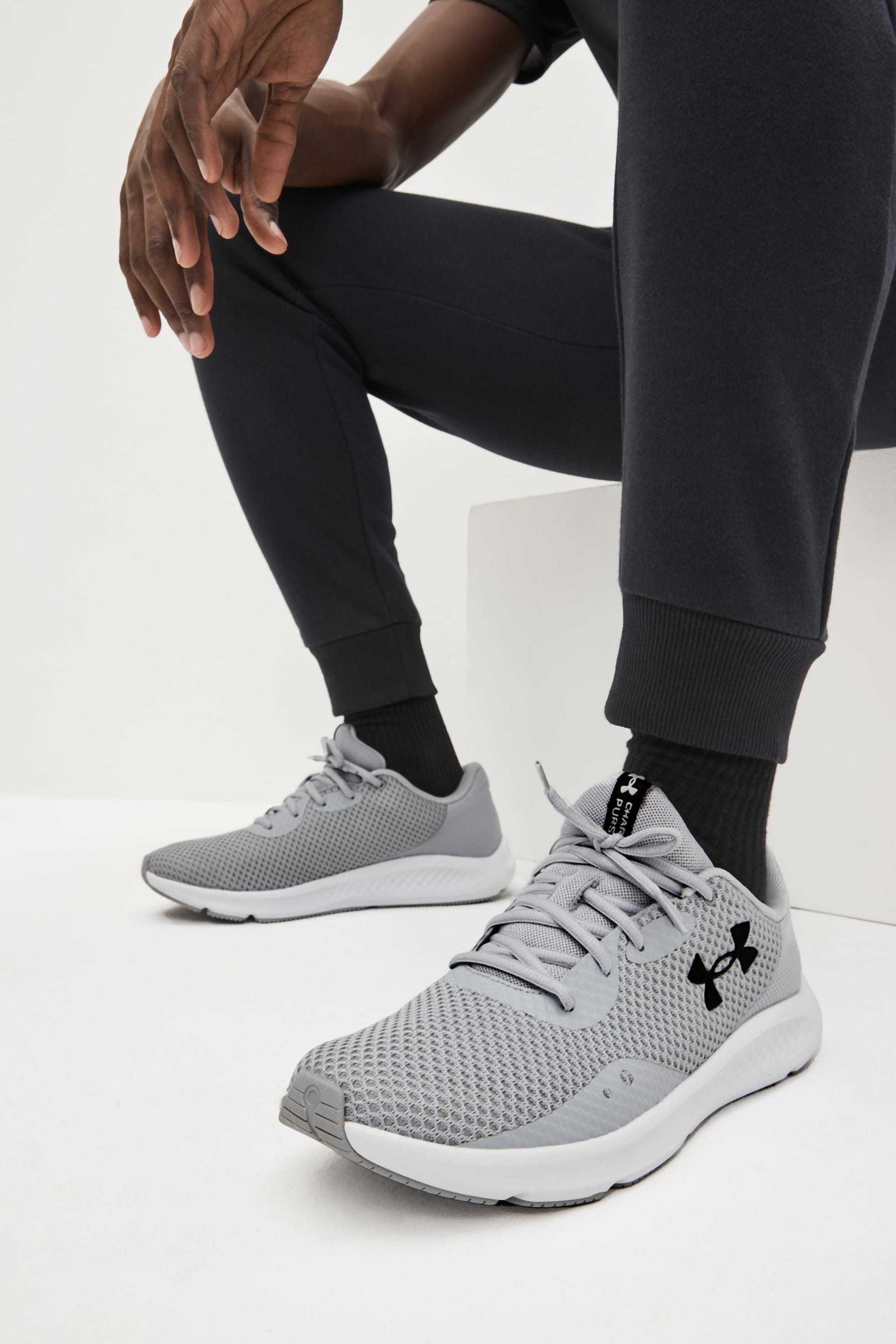 Under Armour Grey Charged Pursuit 3 Trainers - Image 1 of 2