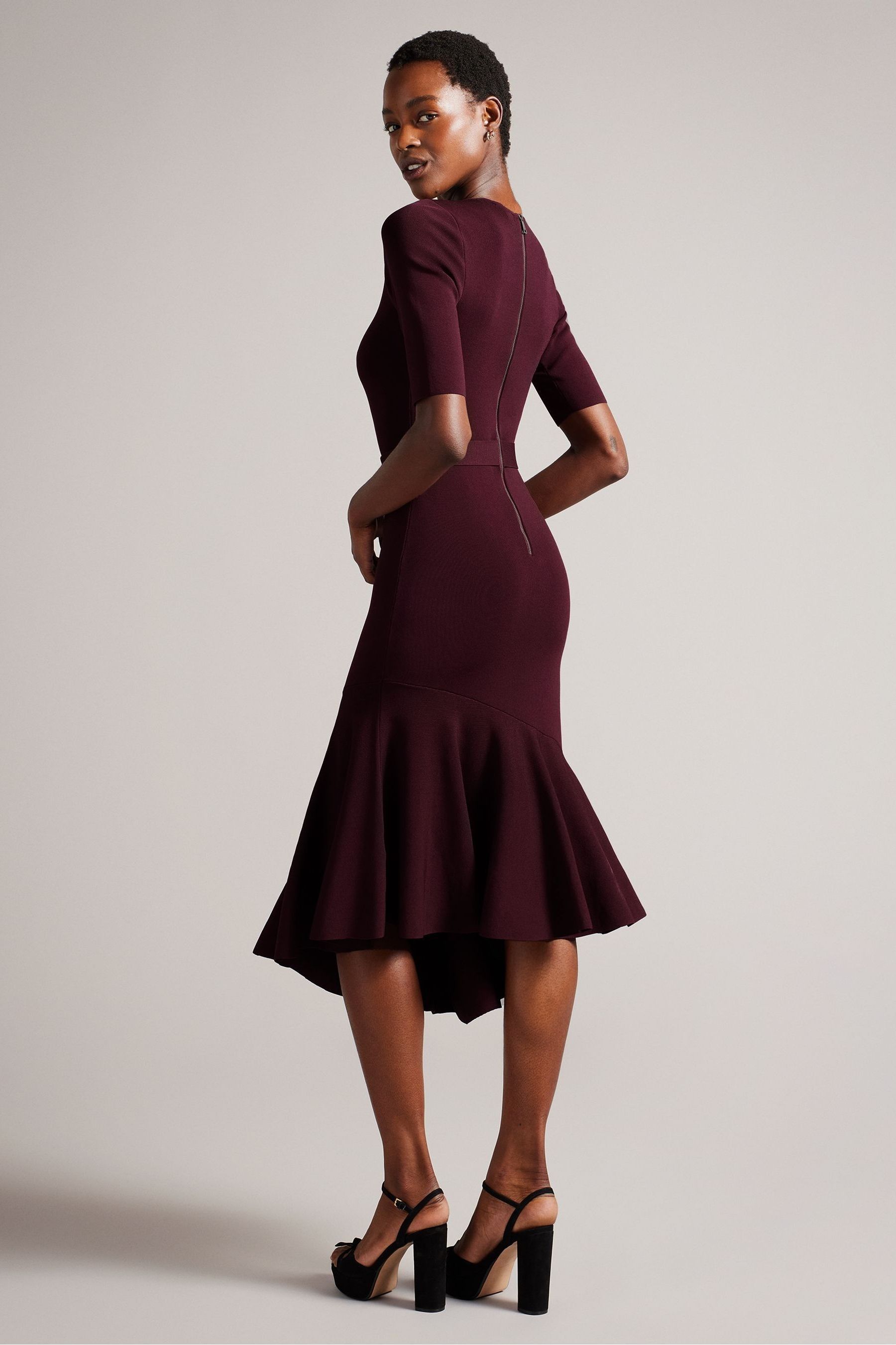 Buy Ted Baker Samalee Red Knitted Midi Dress With Flippy Skirt from Next Luxembourg