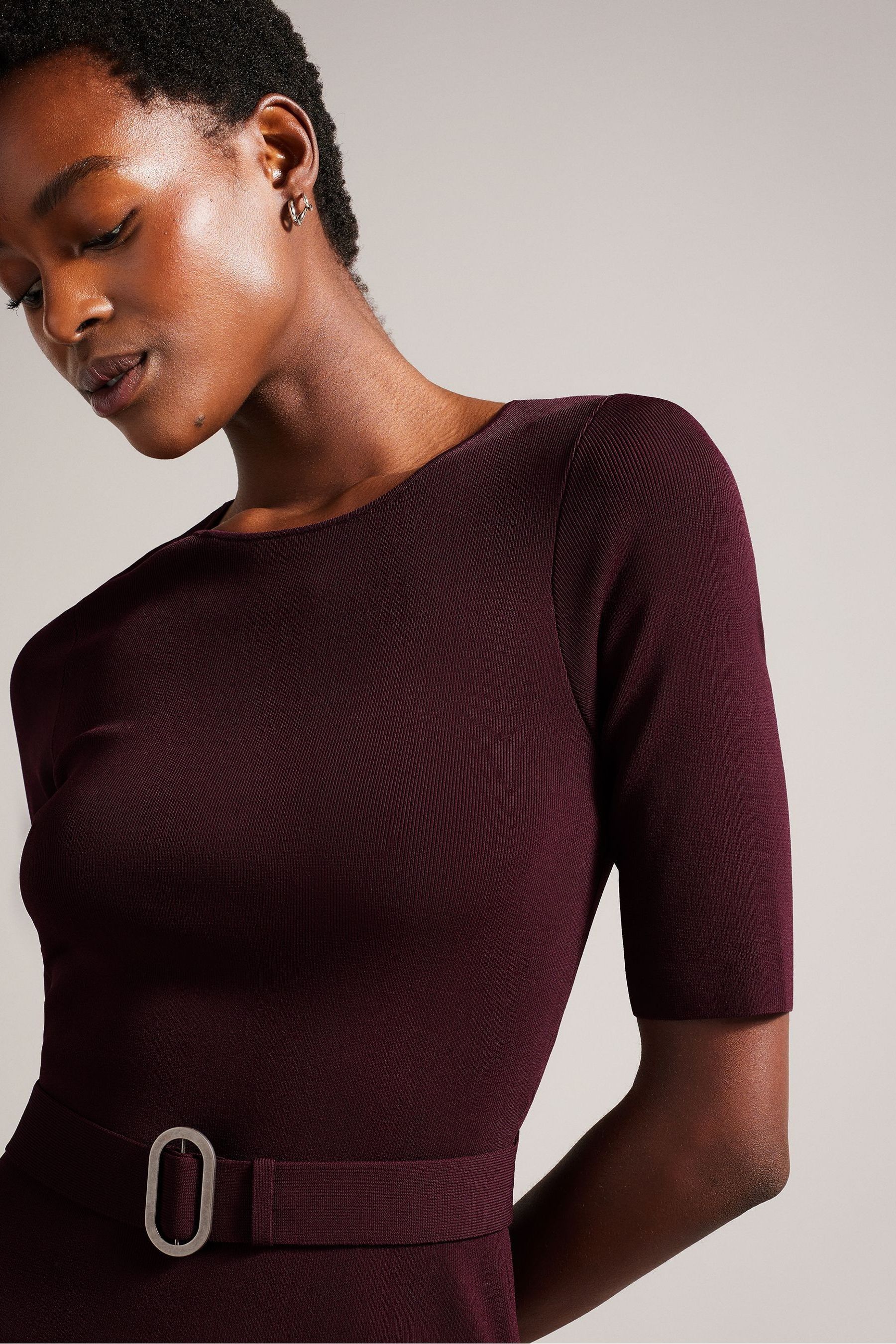 Buy Ted Baker Samalee Red Knitted Midi Dress With Flippy Skirt from Next Luxembourg