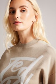 Ted Baker Natural Emallly Branded Jacquard Knit Jumper - Image 4 of 6