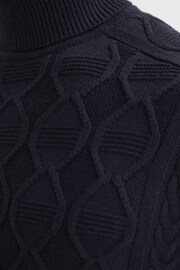 Reiss Navy Alston Cable Knitted Roll Neck Jumper - Image 4 of 5