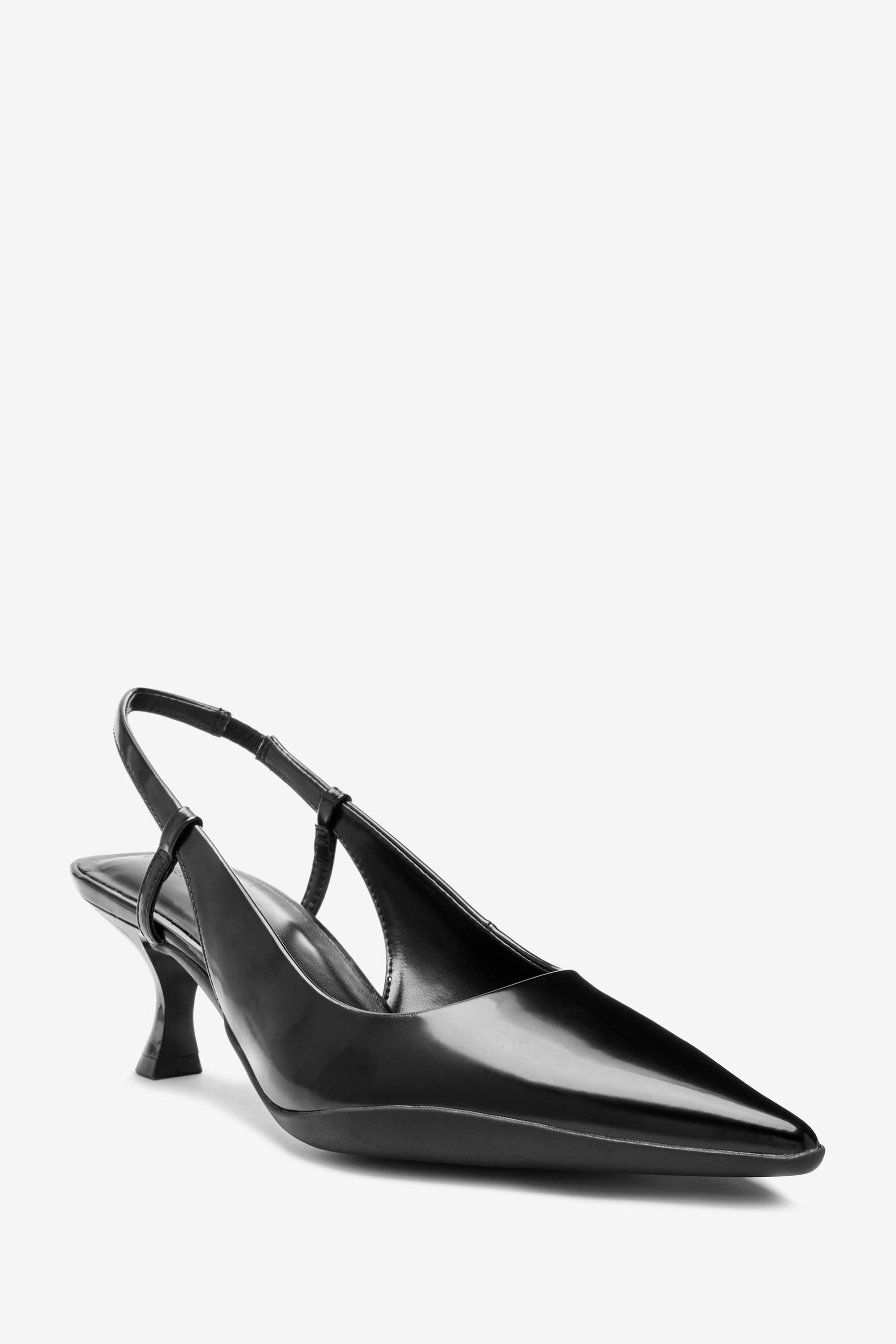 Black Forever Comfort Slingback Kitten Heels