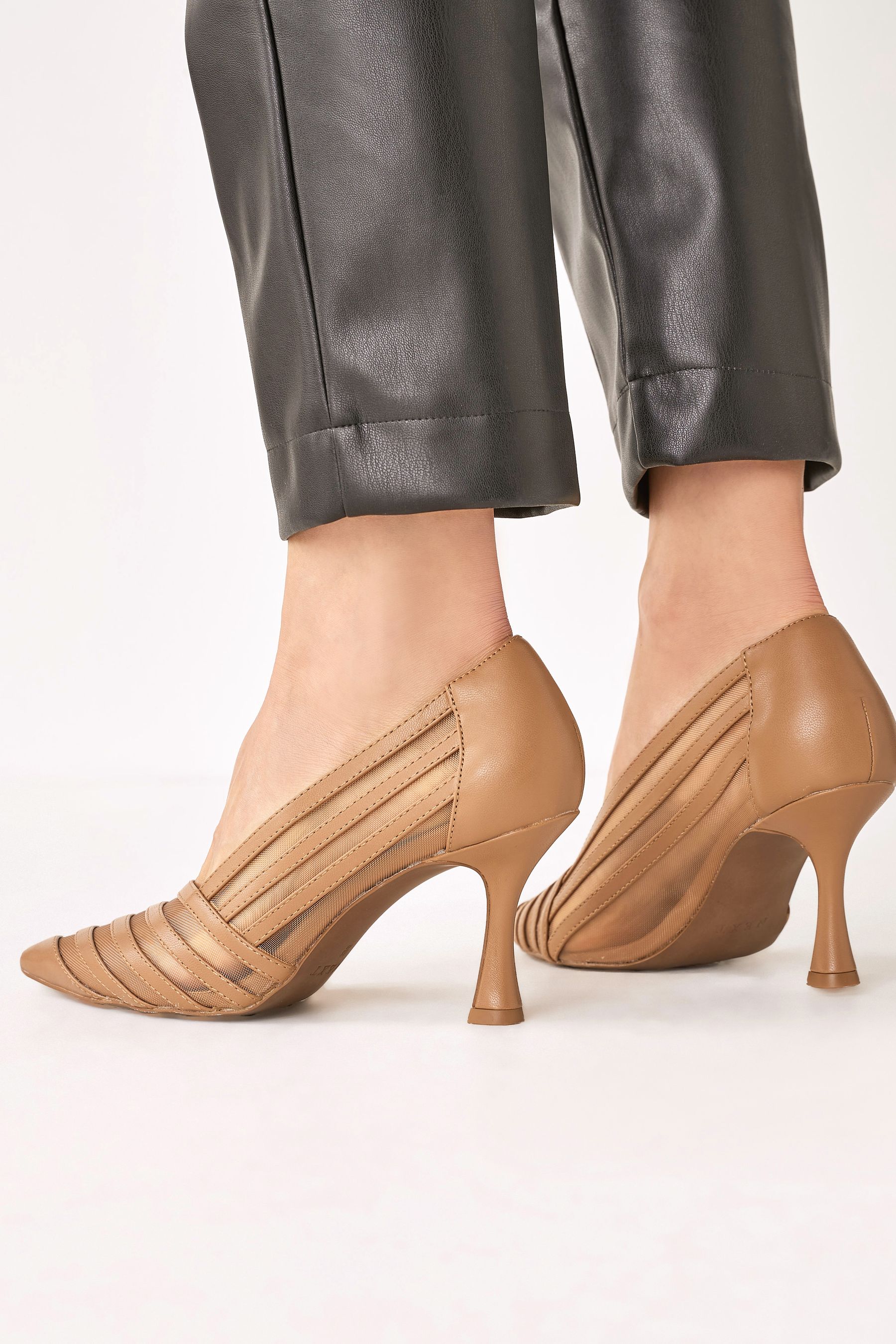 Buy Camel Regular Wide Fit Forever Comfort Strip Mesh Court Heels from Next Luxembourg