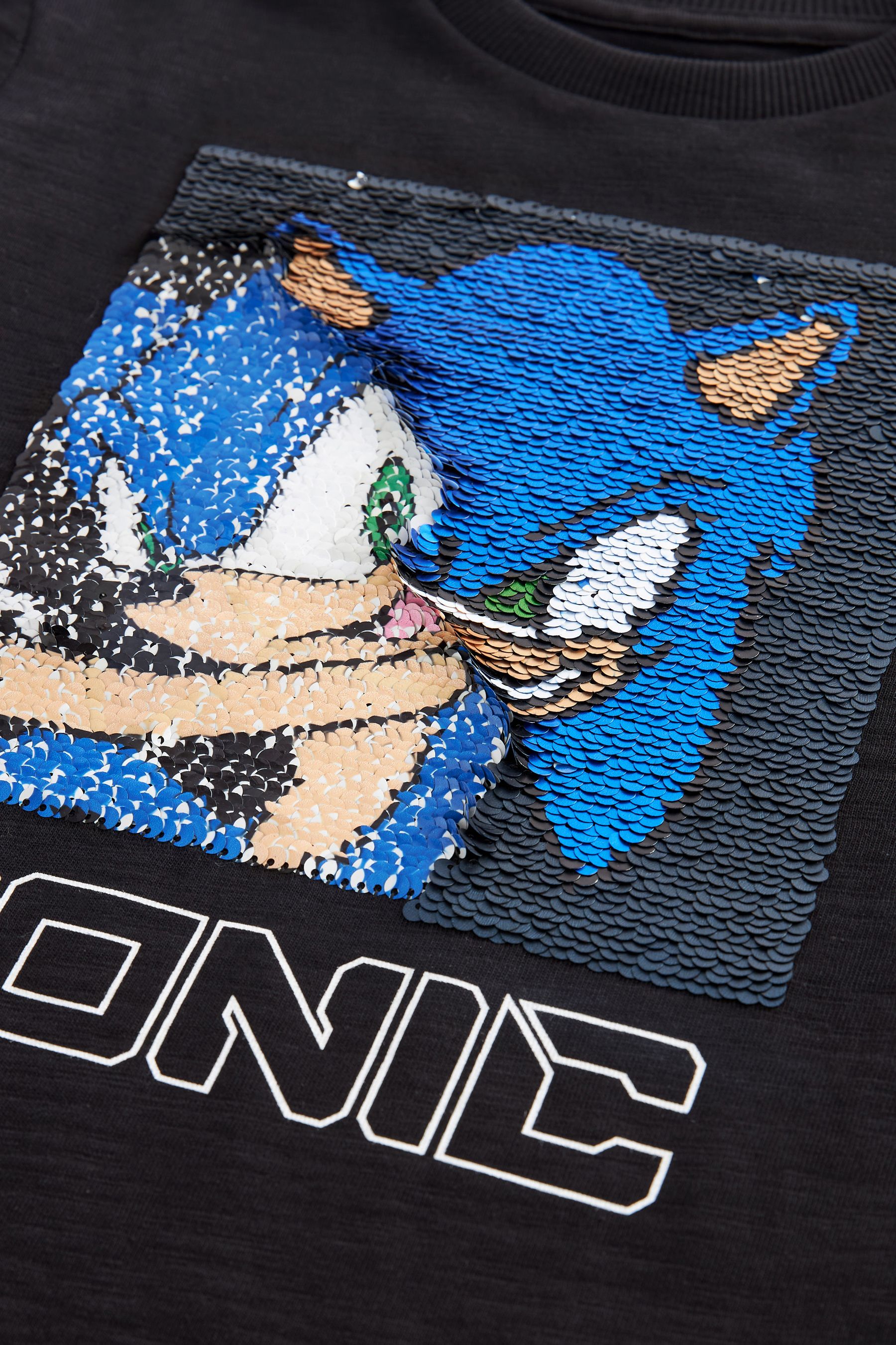 Buy Sonic Black Long Sleeve Flippy Sequin License T Shirt 3 14yrs from Next Luxembourg