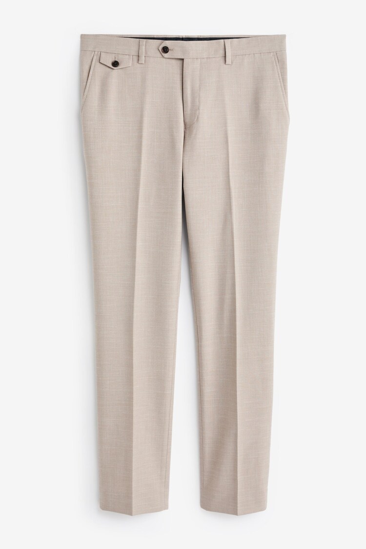 Joules Neutral Slim Textured Suit Trousers - Image 6 of 9