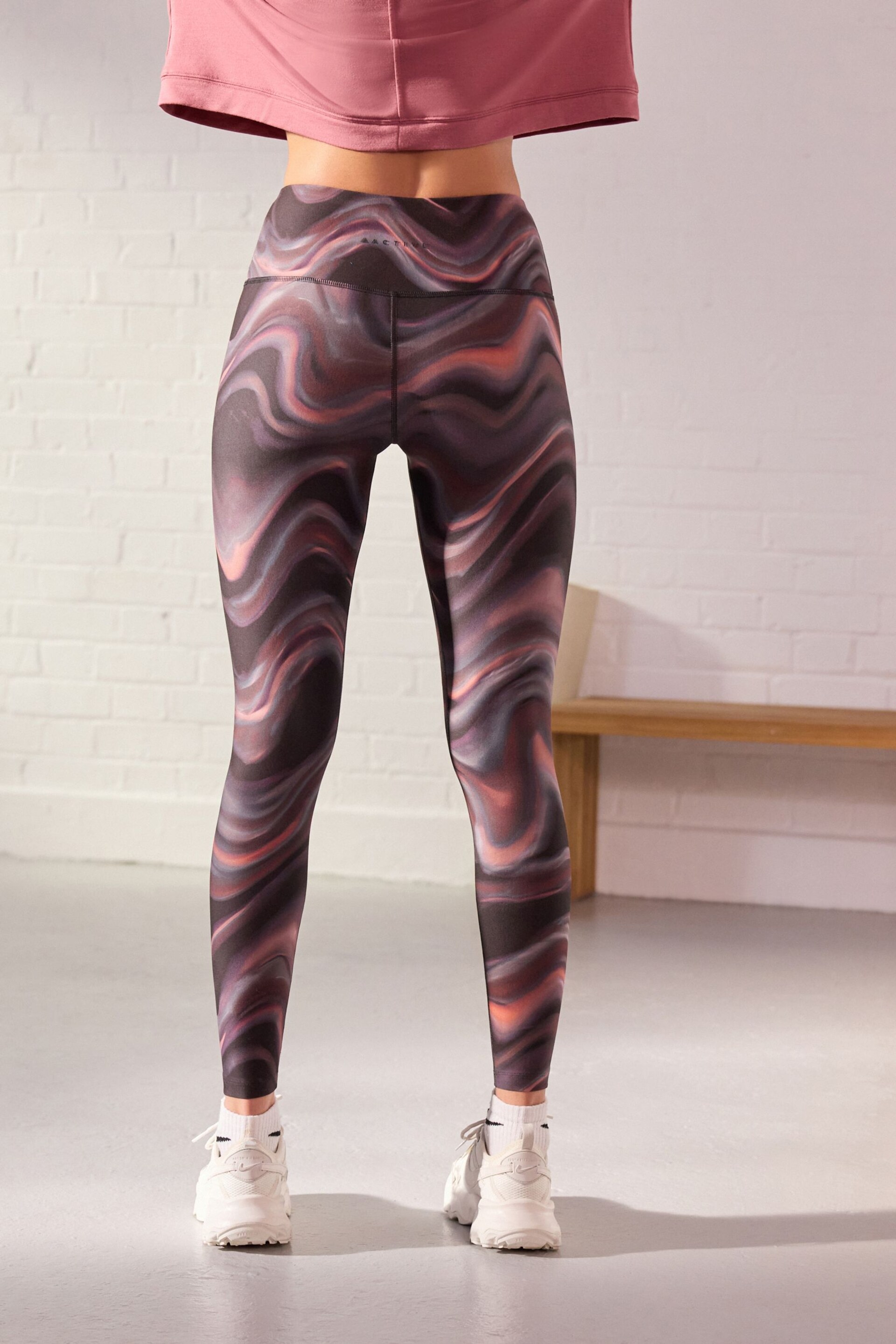 Coral Pink Active High Rise Sports Sculpting Leggings - Image 4 of 8