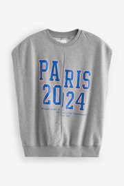 Grey Paris Slogan Graphic Sleeveless Sports Sweatshirt Vest - Image 5 of 6