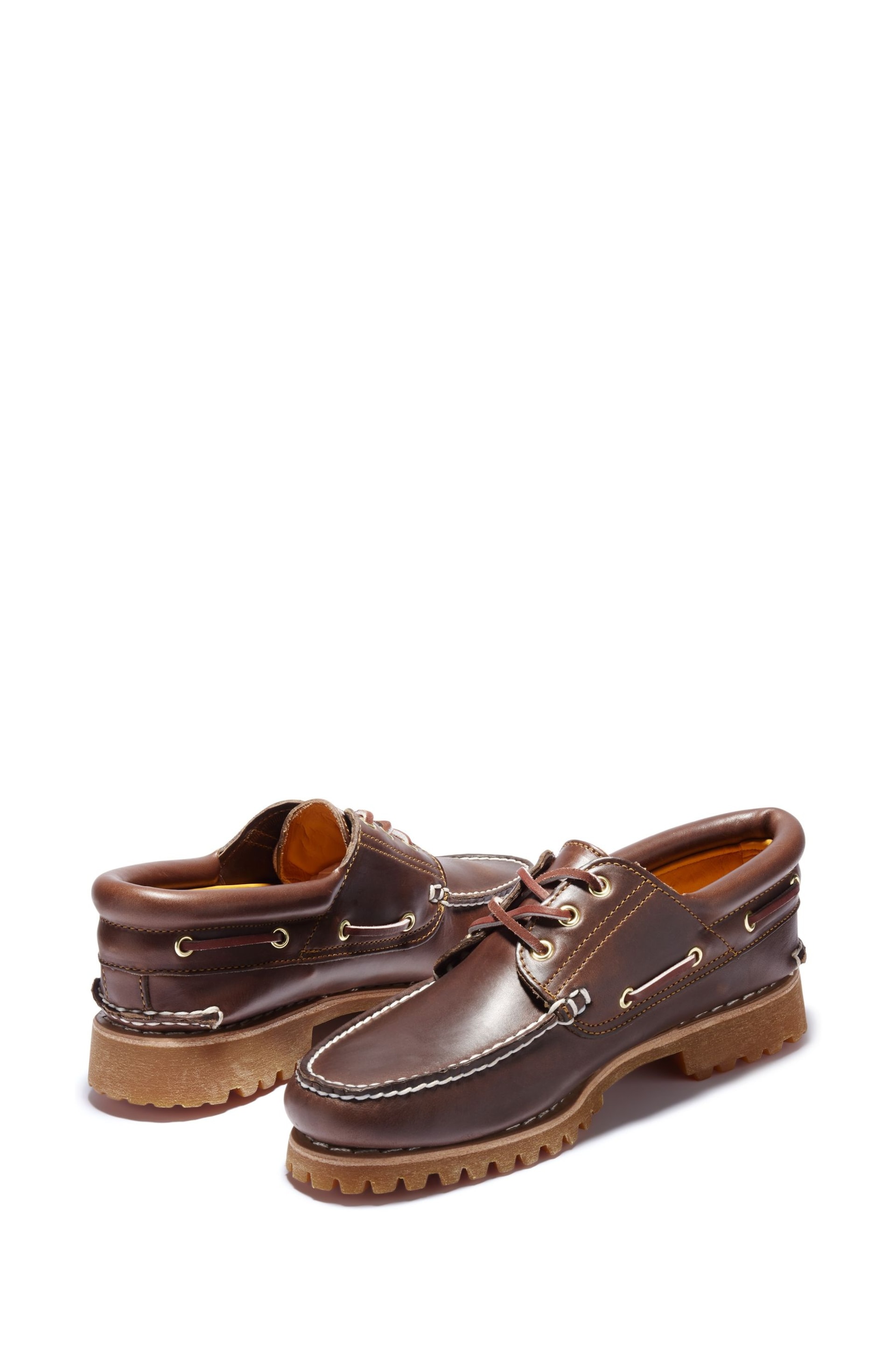 Timberland Brown 3 Eye Lug Boat Shoes - Image 2 of 5