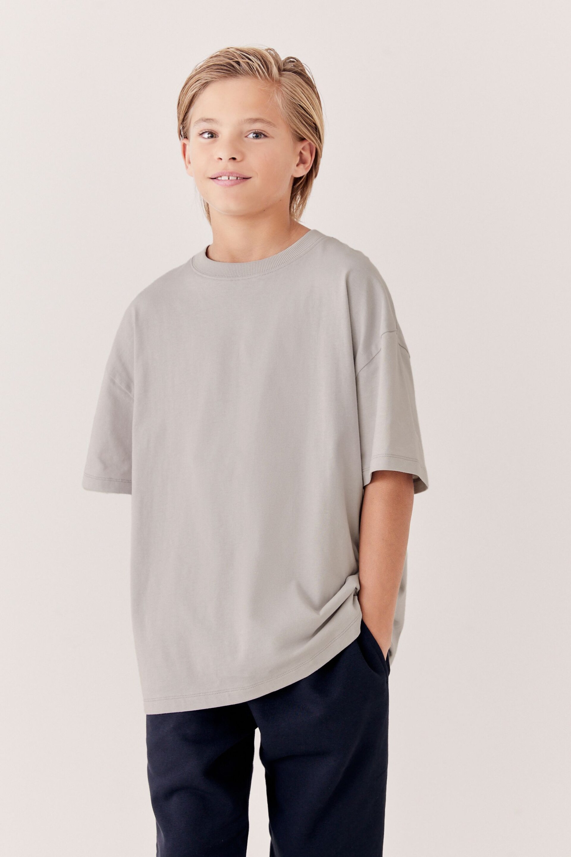 Grey Pale Oversized Cotton Short Sleeve T-Shirt (3-16yrs) - Image 2 of 7