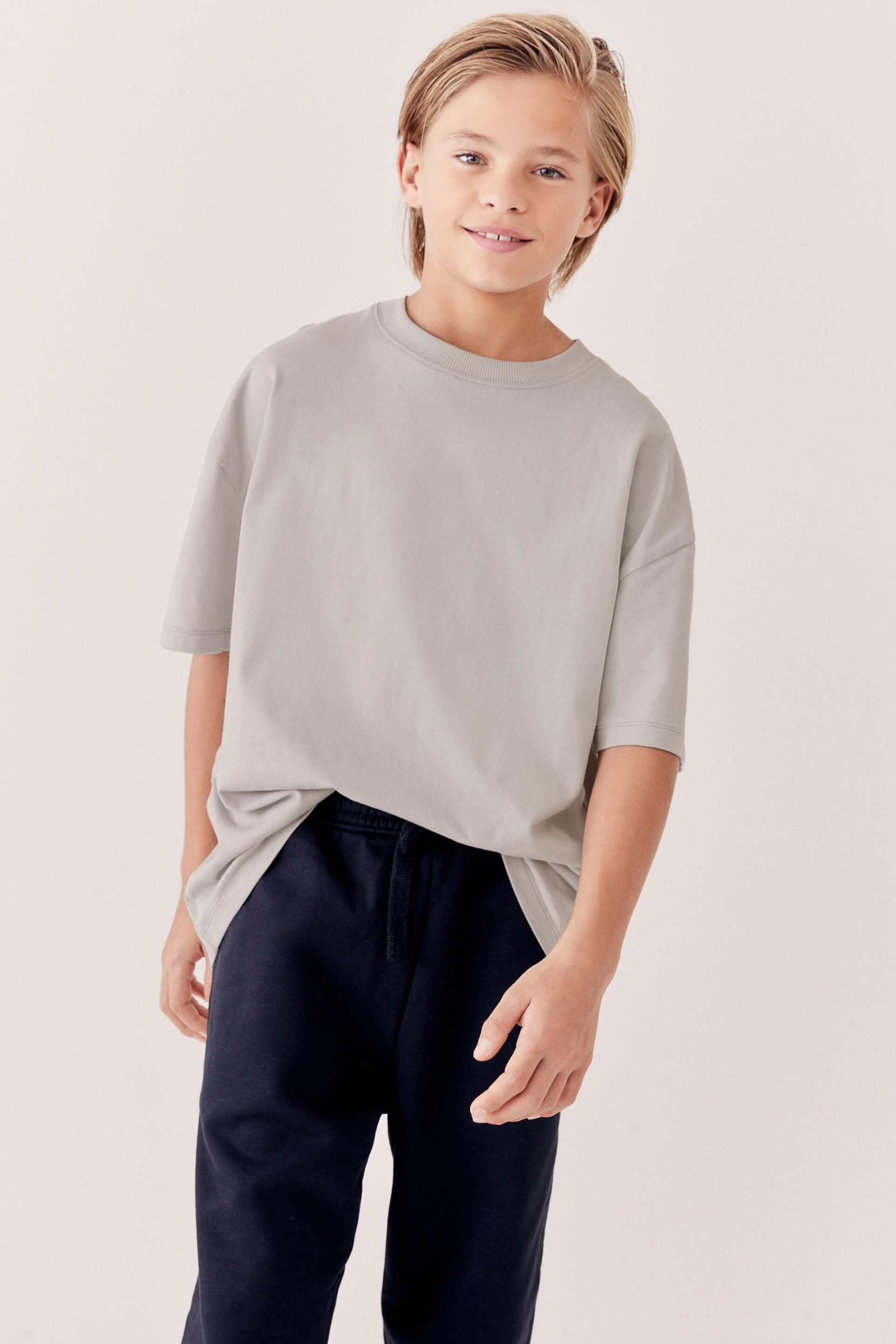 Grey Pale Oversized Cotton Short Sleeve T-Shirt (3-16yrs) - Image 3 of 7