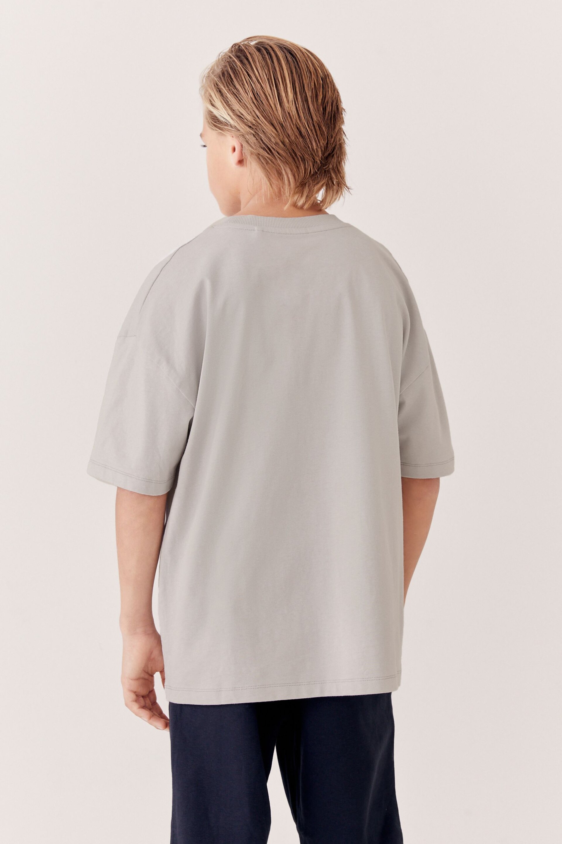 Grey Pale Oversized Cotton Short Sleeve T-Shirt (3-16yrs) - Image 4 of 7