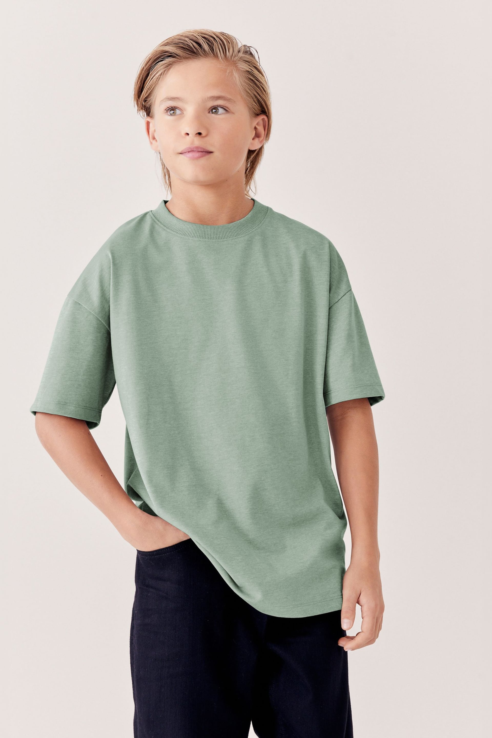 Green Mineral Relaxed Cotton Short Sleeve T-Shirt (3-16yrs) - Image 1 of 5