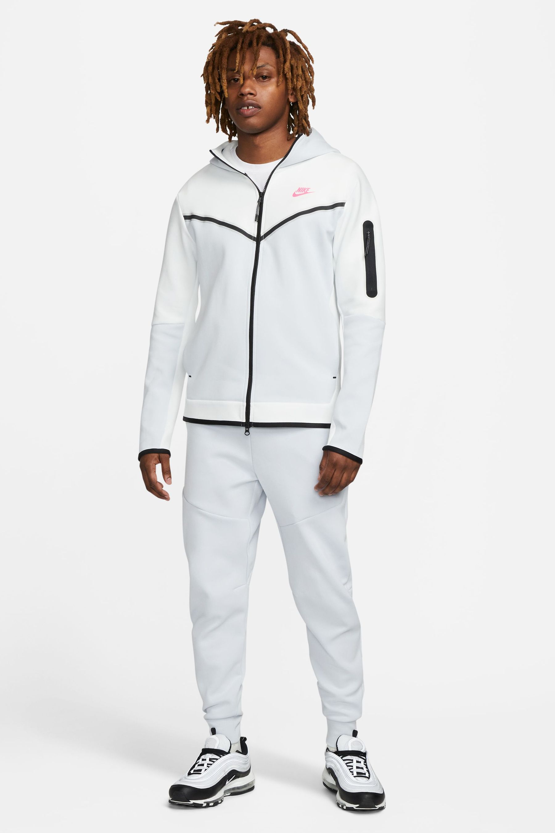 Buy Nike Pink White Tech Fleece Zip Through Hoodie from Next Ireland