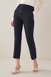 Navy Blue Tailored Elastic Back Straight Leg Pull On Trousers - Image 1 of 5