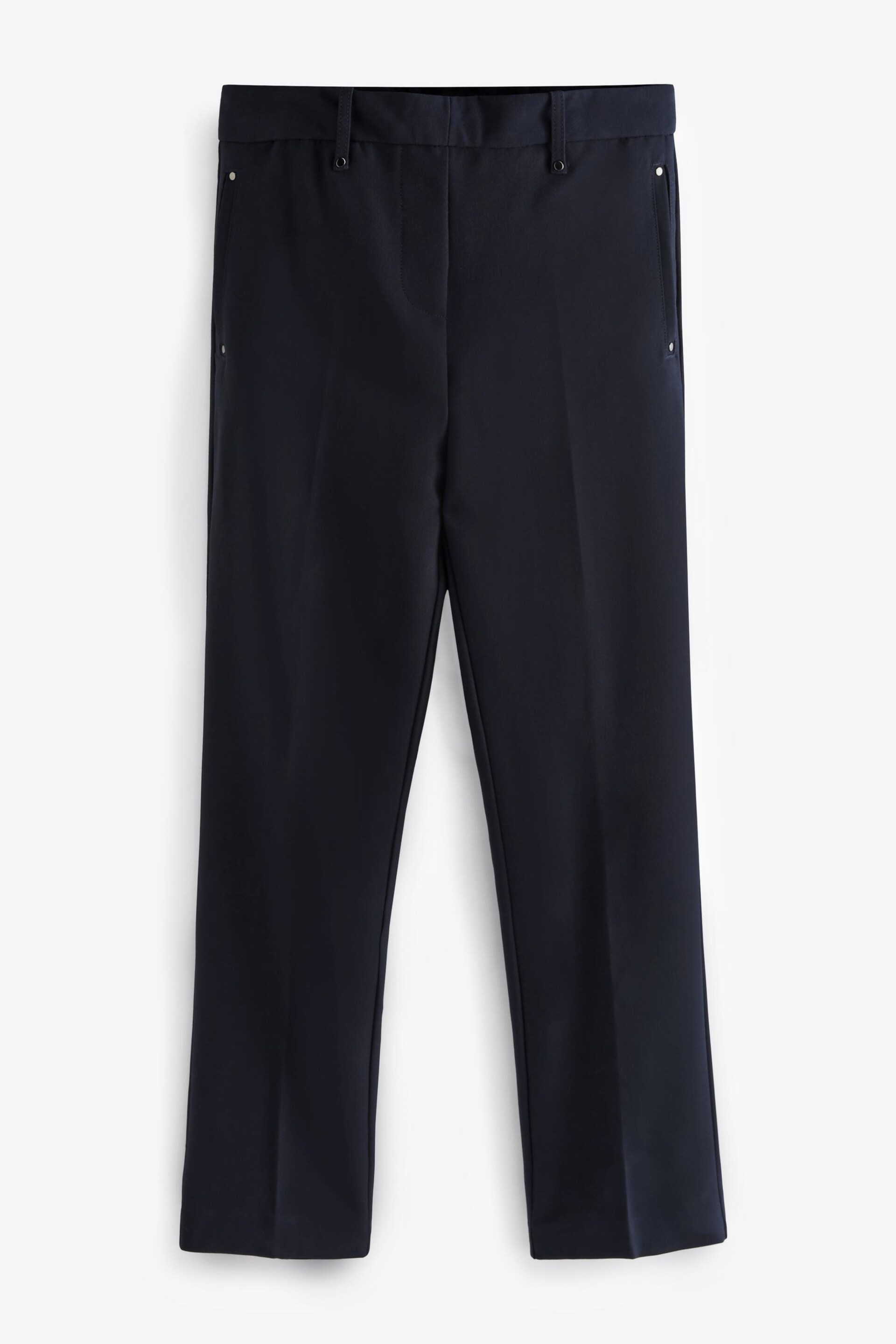 Navy Blue Tailored Elastic Back Straight Leg Pull On Trousers - Image 5 of 5