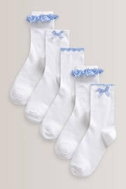 Blue 5 Pack Cotton Rich Gingham Ankle School Socks - Image 1 of 6