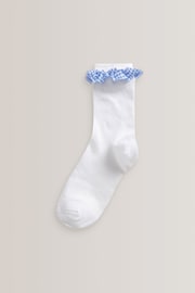 Blue 5 Pack Cotton Rich Gingham Ankle School Socks - Image 3 of 6