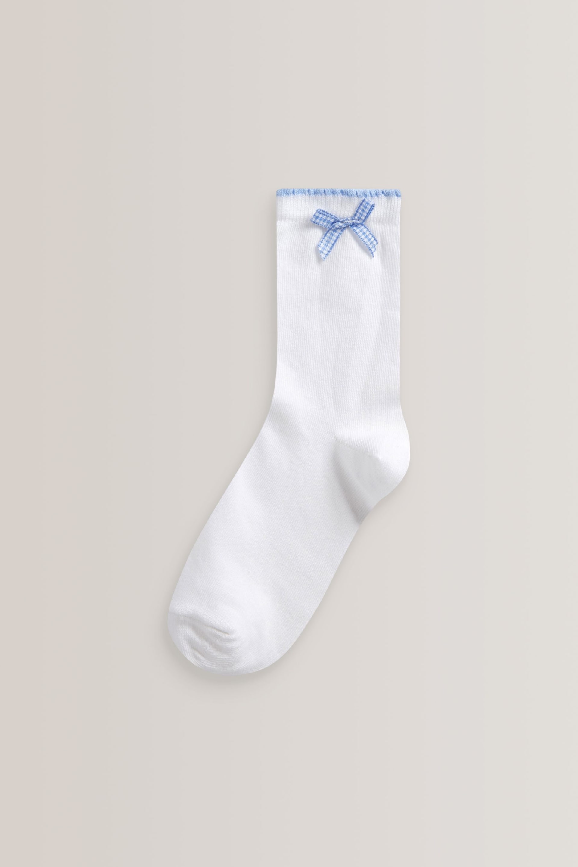 Blue 5 Pack Cotton Rich Gingham Ankle School Socks - Image 6 of 6