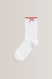 Red 5 Pack Cotton Rich Gingham Ankle School Socks - Image 6 of 7