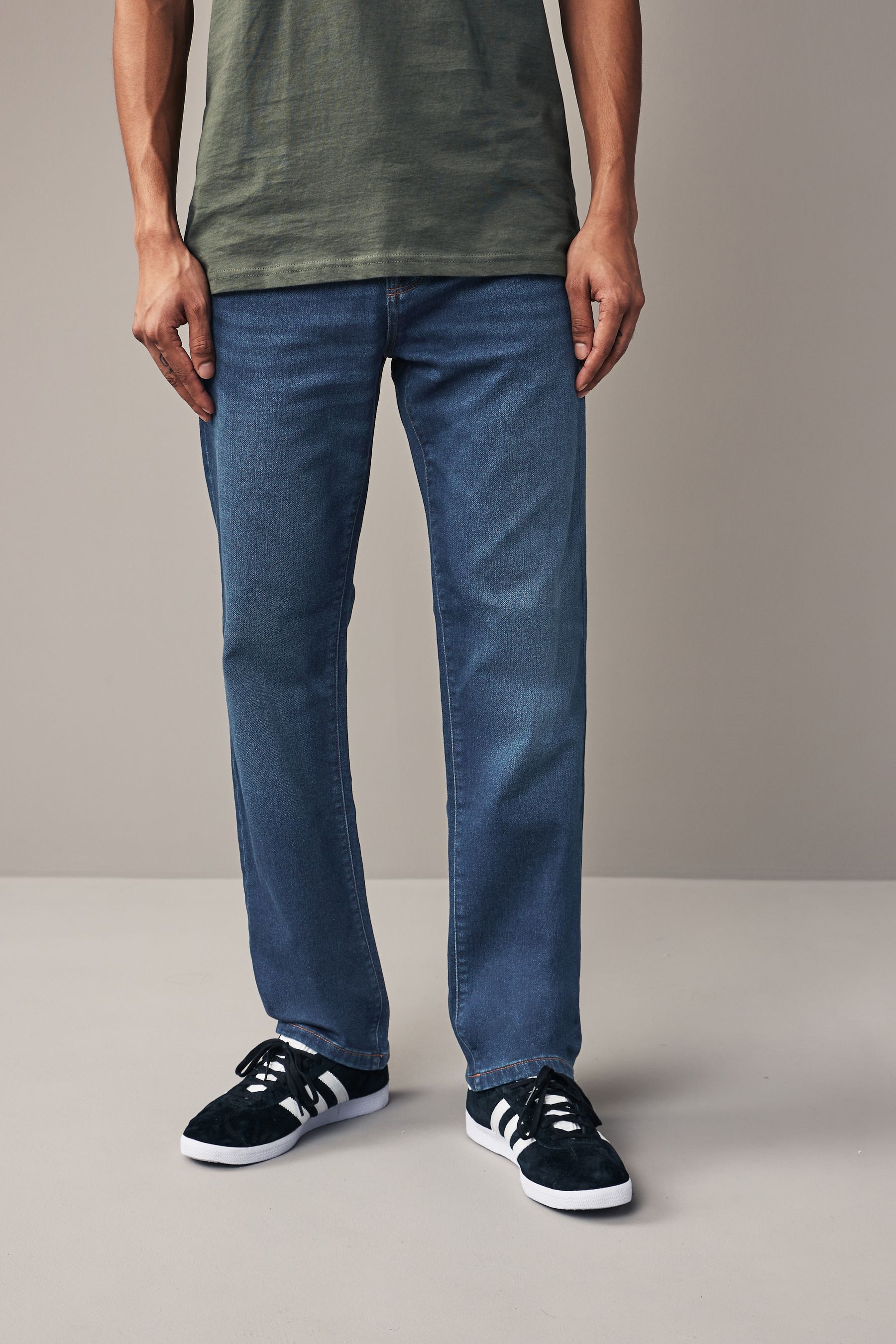 Buy Blue Straight Fit Comfort Stretch Jeans from Next Luxembourg