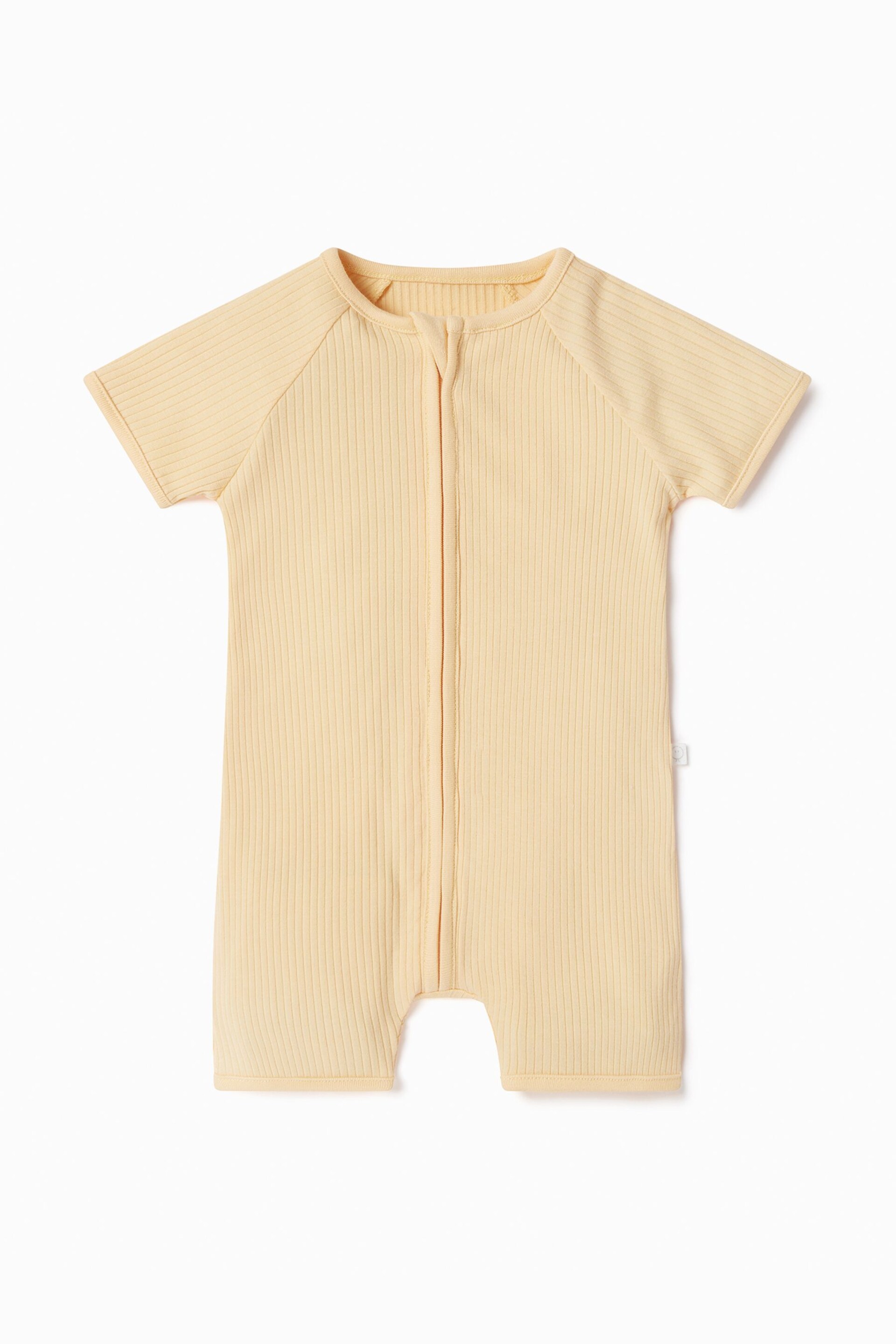 MORI Organic Cotton & Bamboo Short Sleep Zip Up Baby Romper - Image 4 of 4