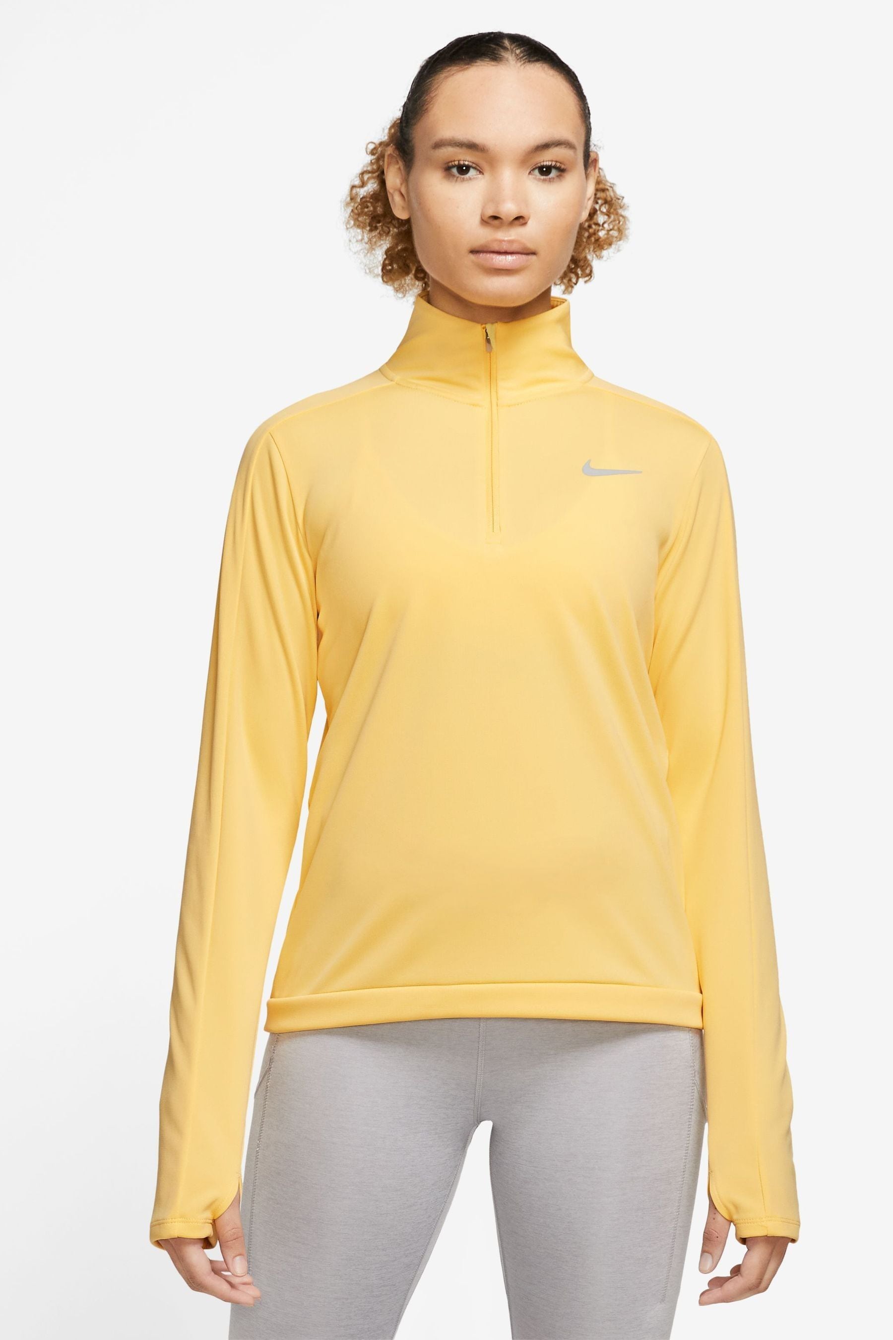Buy Nike Yellow Dri FIT Pacer 1 4 Zip Pullover Sweater from Next Luxembourg