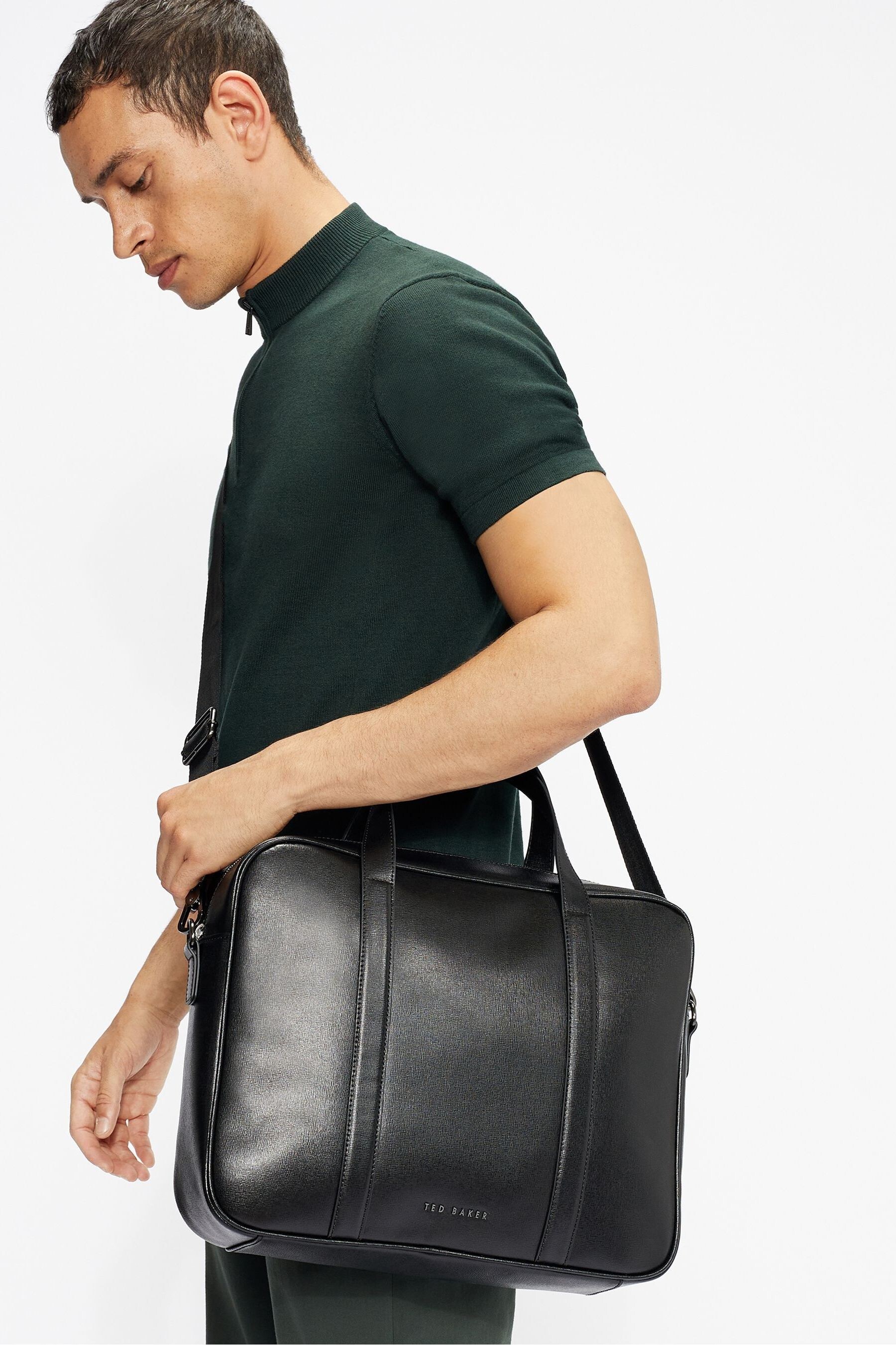 Buy Ted Baker Black Strath Saffiano Leather Document Bag from Next Luxembourg