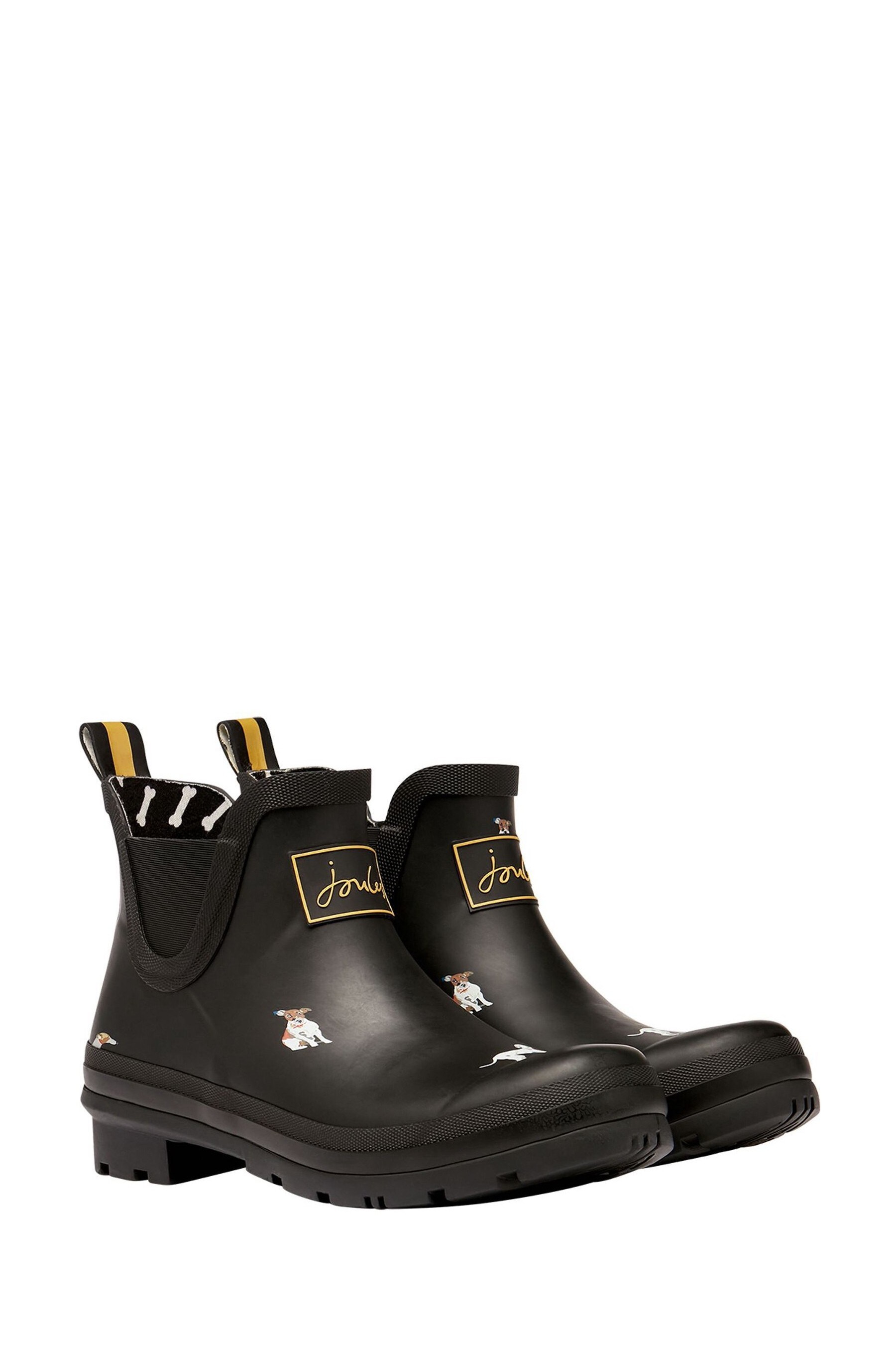 Joules Black Wellibob Short Height Printed Wellies