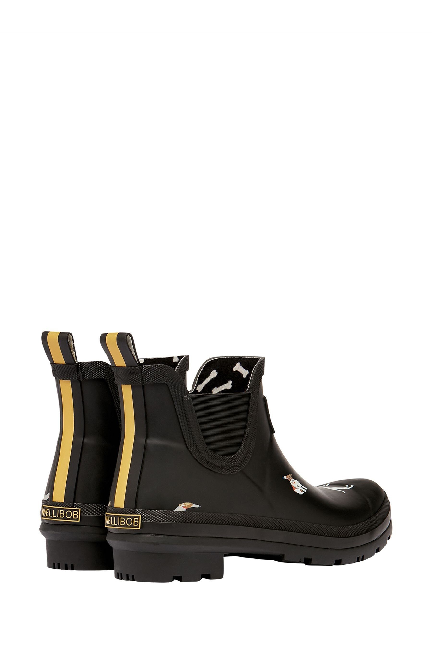 Joules Black Wellibob Short Height Printed Wellies