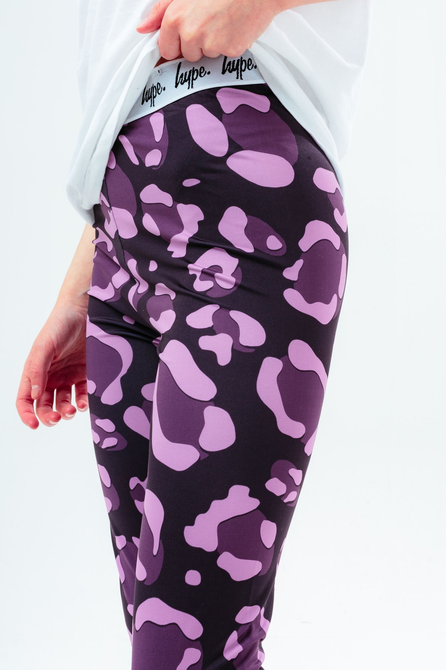 Buy Hype. Girls Purple Leopard Print Script Leggings from the Next UK online shop