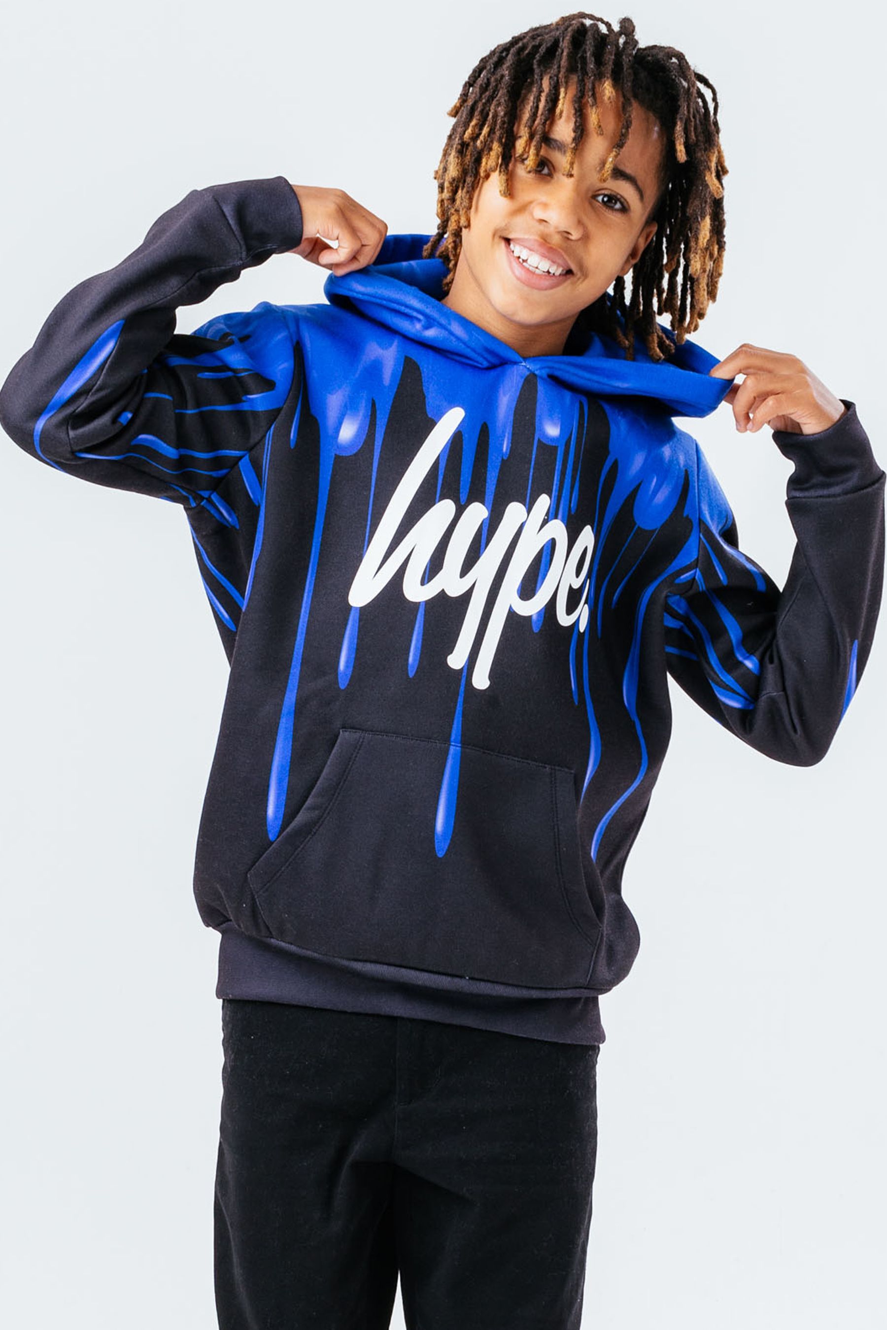 Buy Hype. Boys Black Blue Drip Script Hoodie from Next Germany